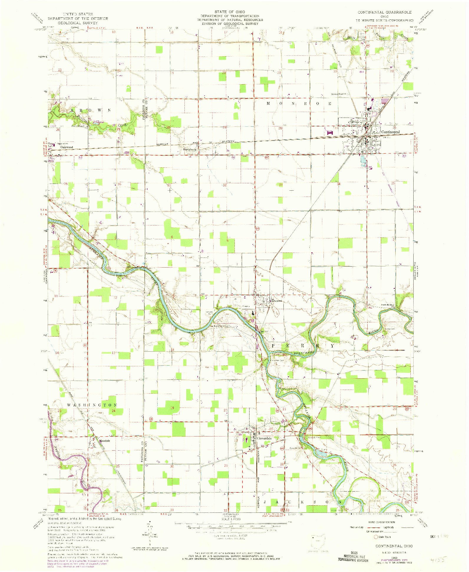 USGS 1:24000-SCALE QUADRANGLE FOR CONTINENTAL, OH 1960