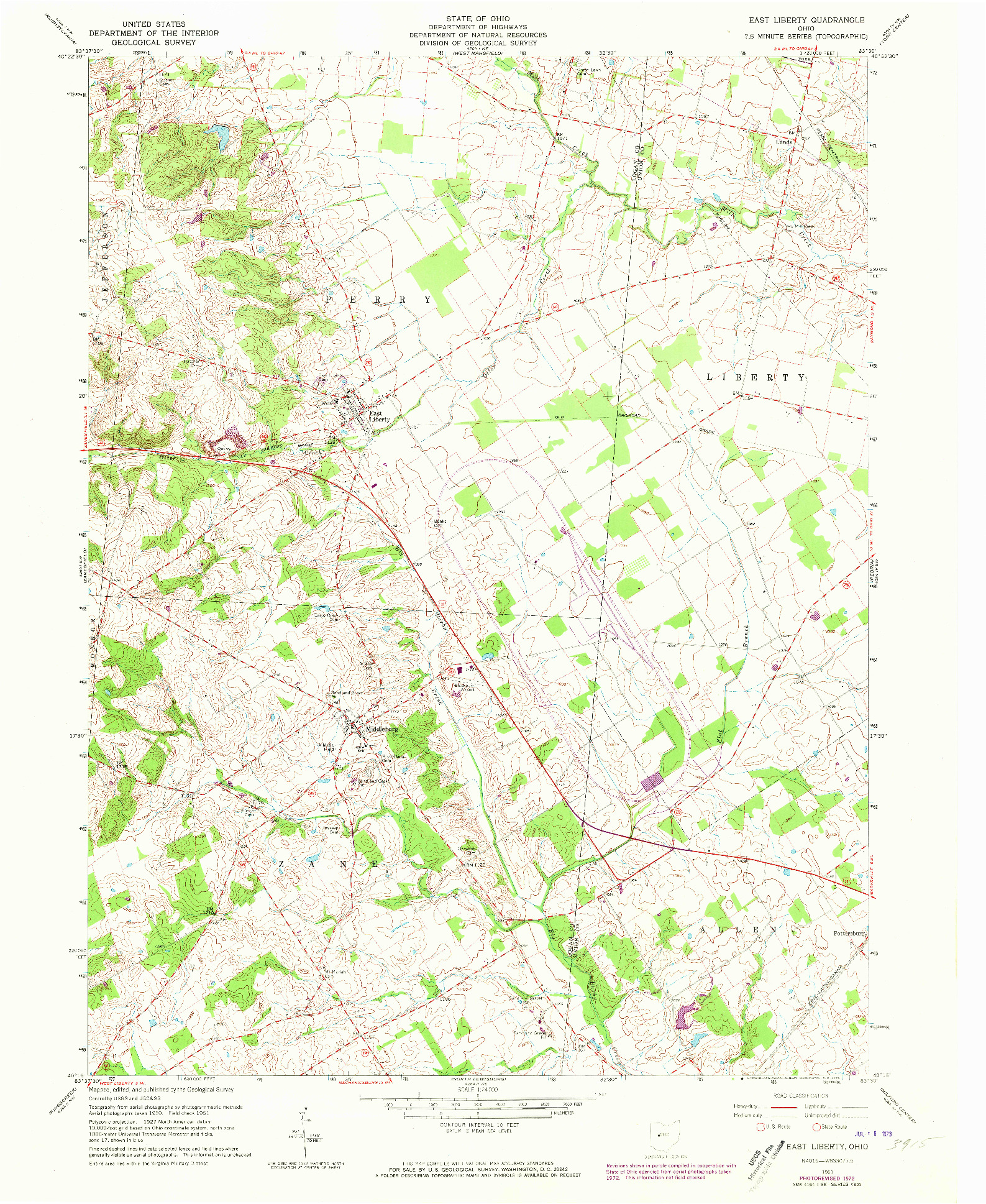 USGS 1:24000-SCALE QUADRANGLE FOR EAST LIBERTY, OH 1961