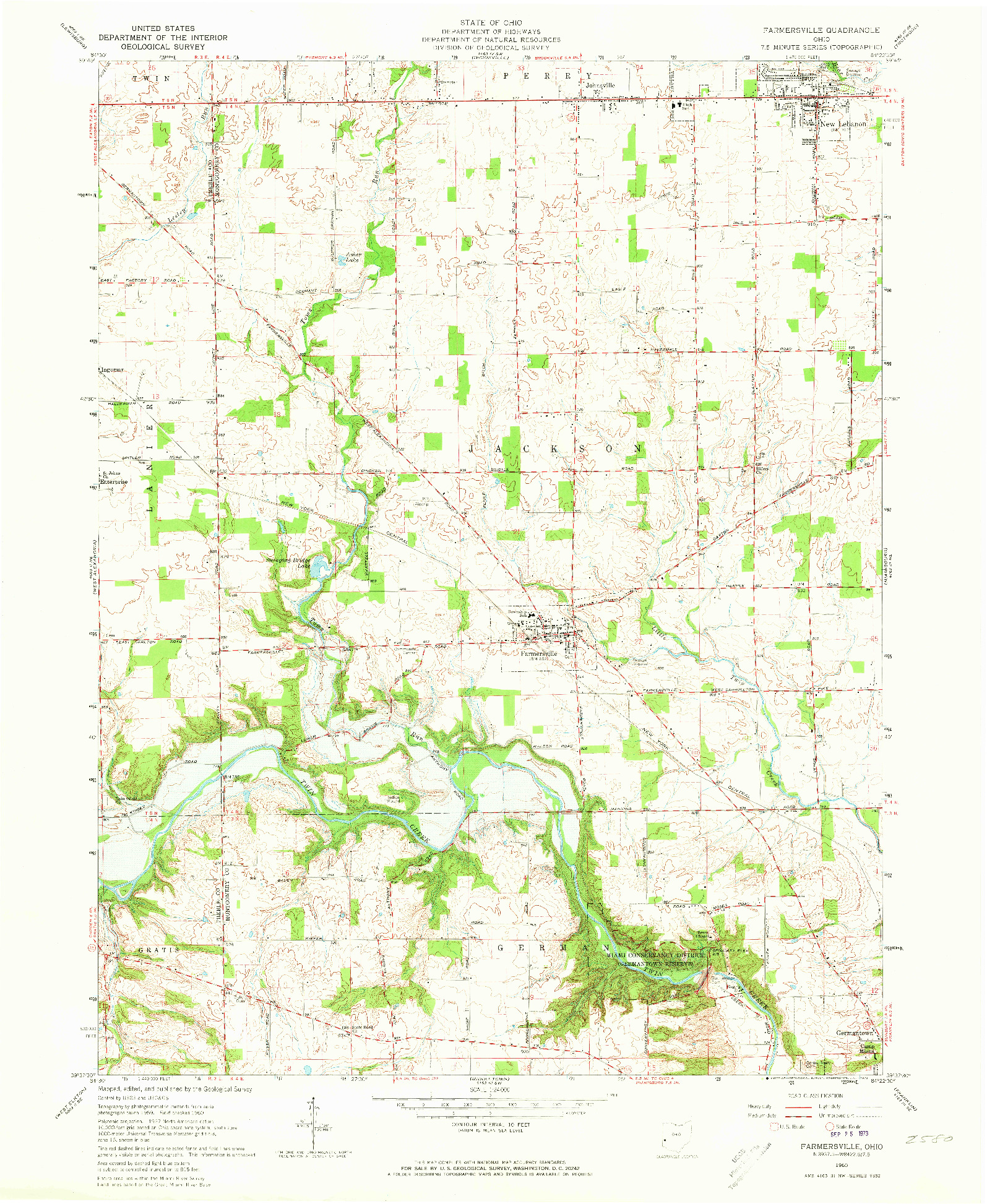 USGS 1:24000-SCALE QUADRANGLE FOR FARMERSVILLE, OH 1960