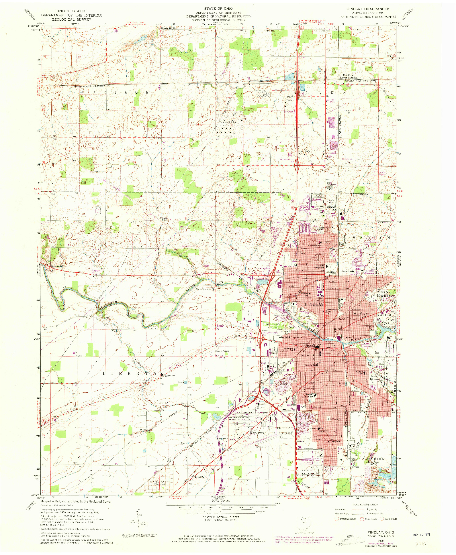 USGS 1:24000-SCALE QUADRANGLE FOR FINDLAY, OH 1960