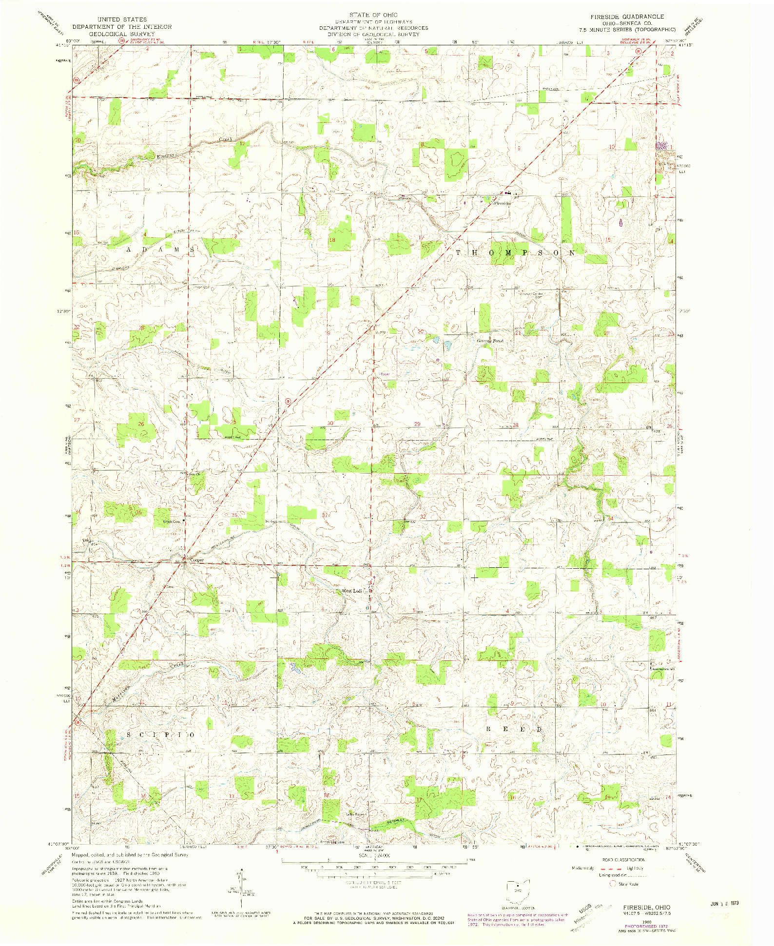 USGS 1:24000-SCALE QUADRANGLE FOR FIRESIDE, OH 1960
