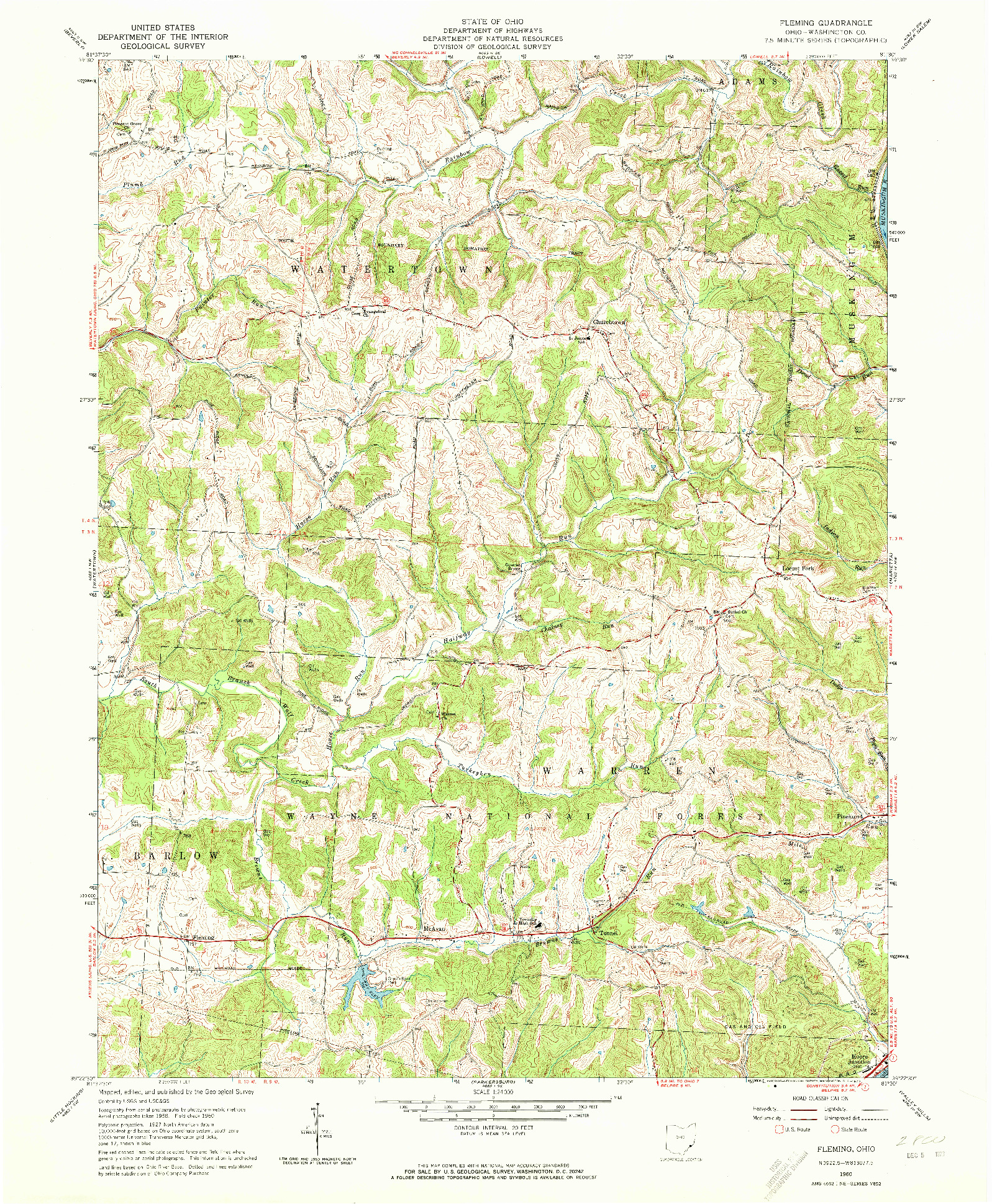 USGS 1:24000-SCALE QUADRANGLE FOR FLEMING, OH 1960