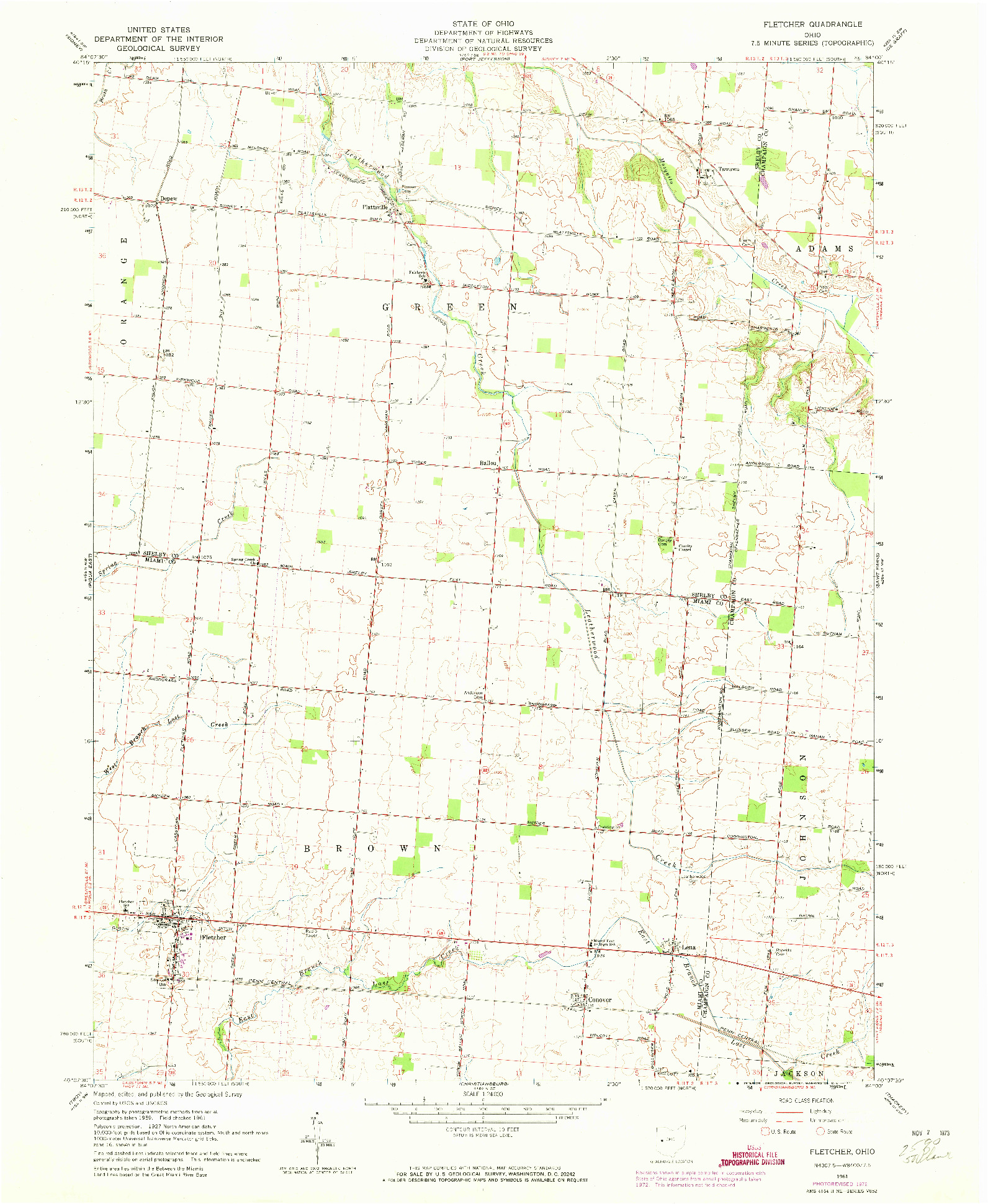 USGS 1:24000-SCALE QUADRANGLE FOR FLETCHER, OH 1961