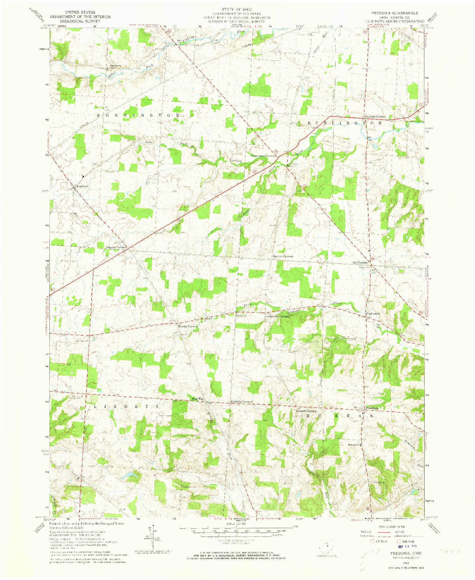 USGS 1:24000-SCALE QUADRANGLE FOR FREDONIA, OH 1961
