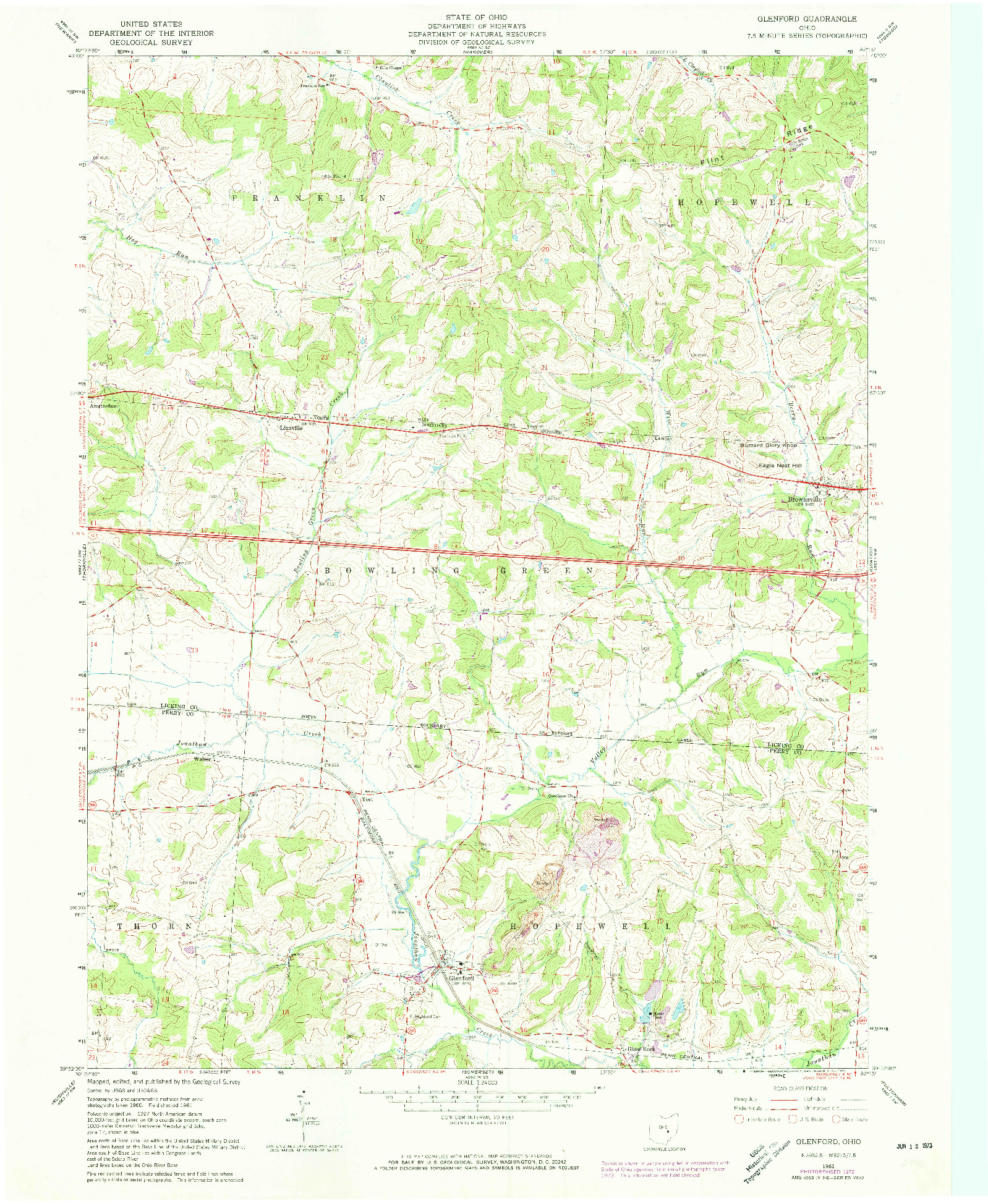 USGS 1:24000-SCALE QUADRANGLE FOR GLENFORD, OH 1961