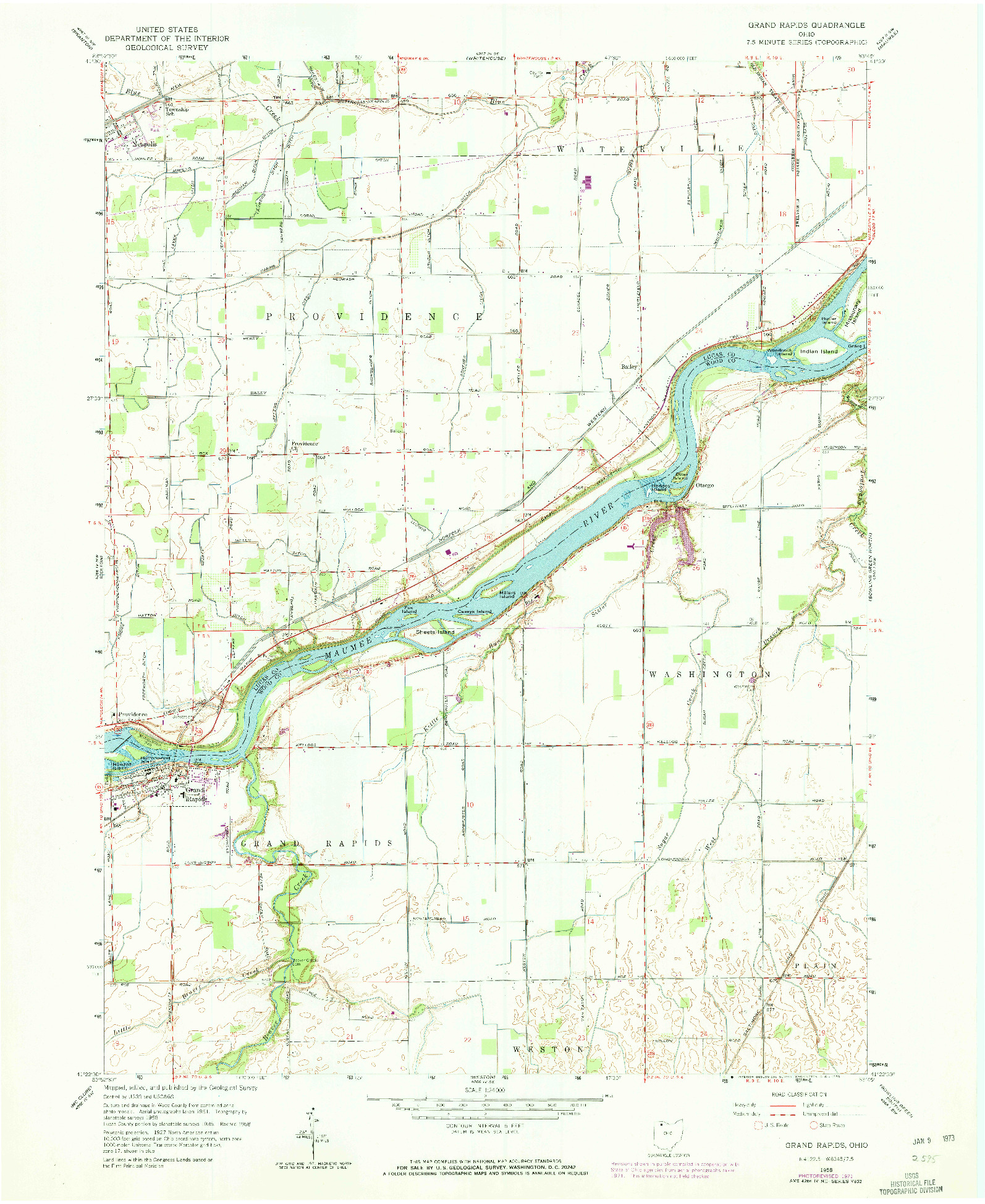 USGS 1:24000-SCALE QUADRANGLE FOR GRAND RAPIDS, OH 1958