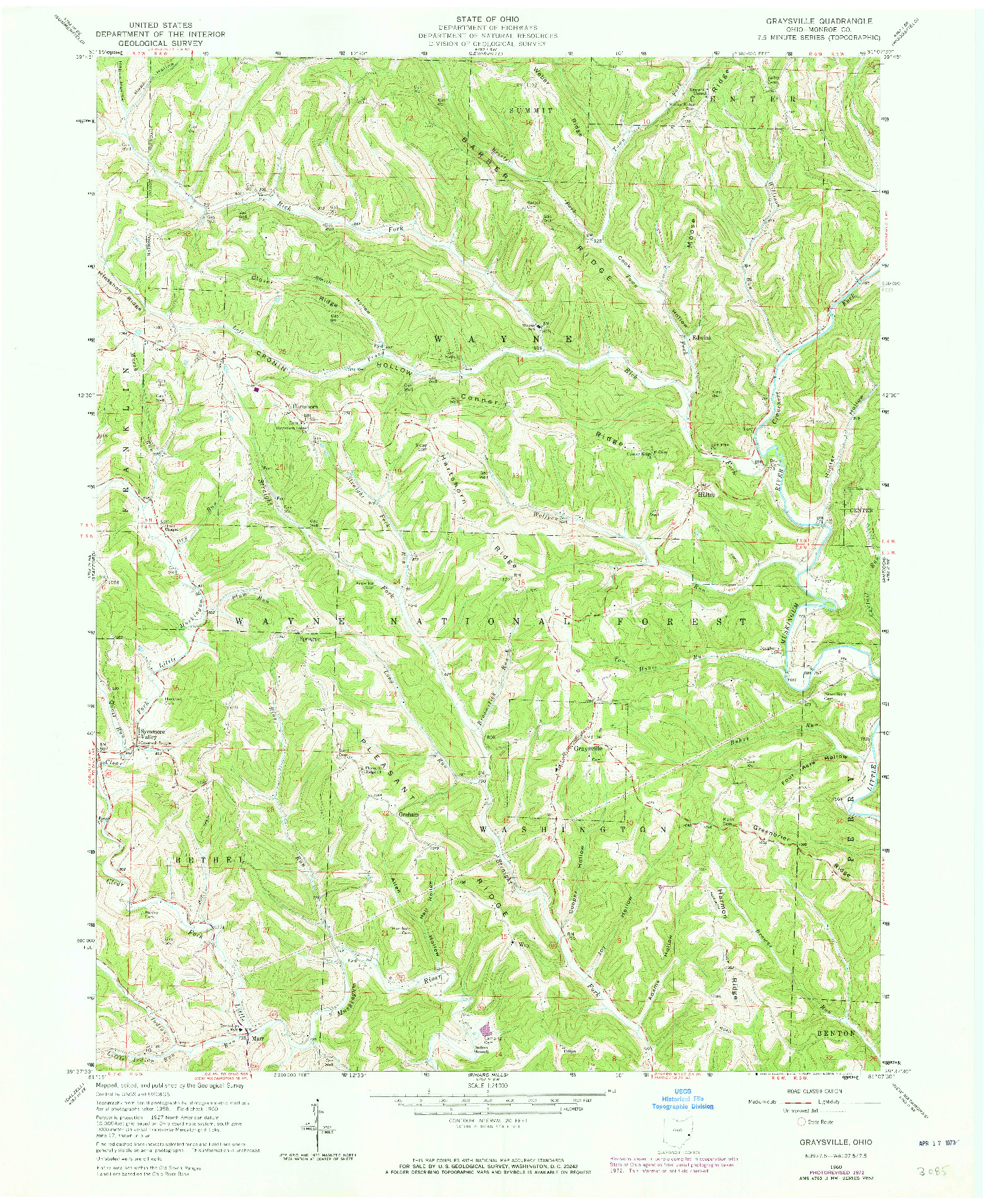 USGS 1:24000-SCALE QUADRANGLE FOR GRAYSVILLE, OH 1960