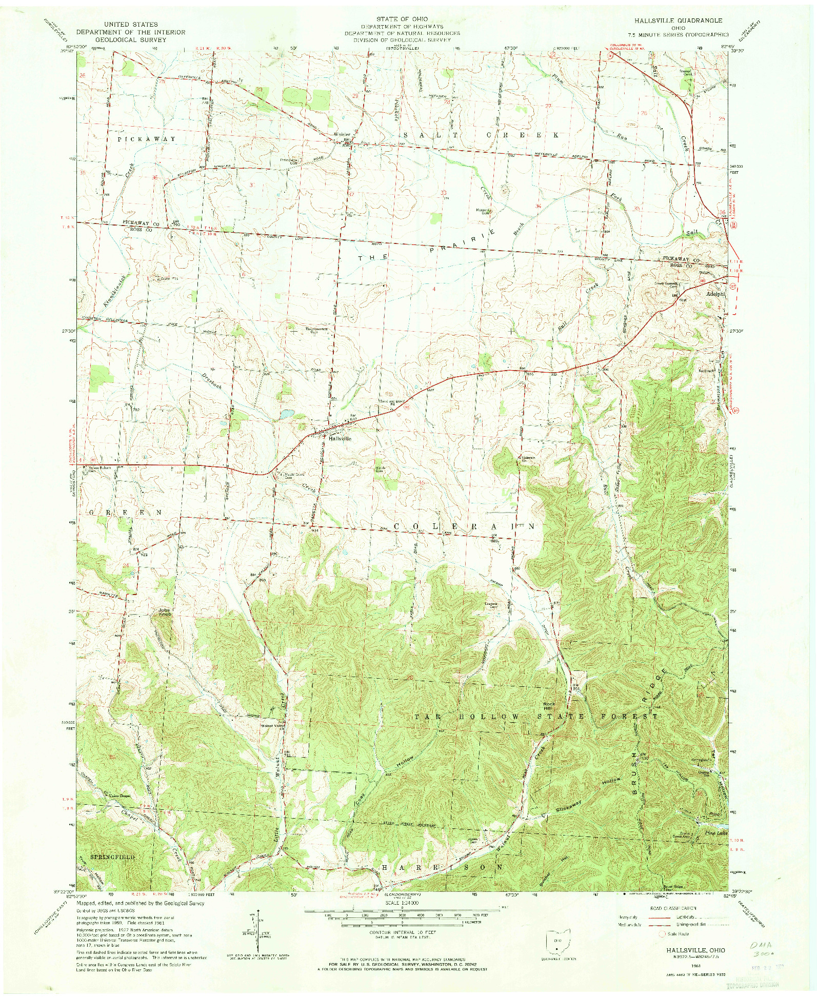USGS 1:24000-SCALE QUADRANGLE FOR HALLSVILLE, OH 1961