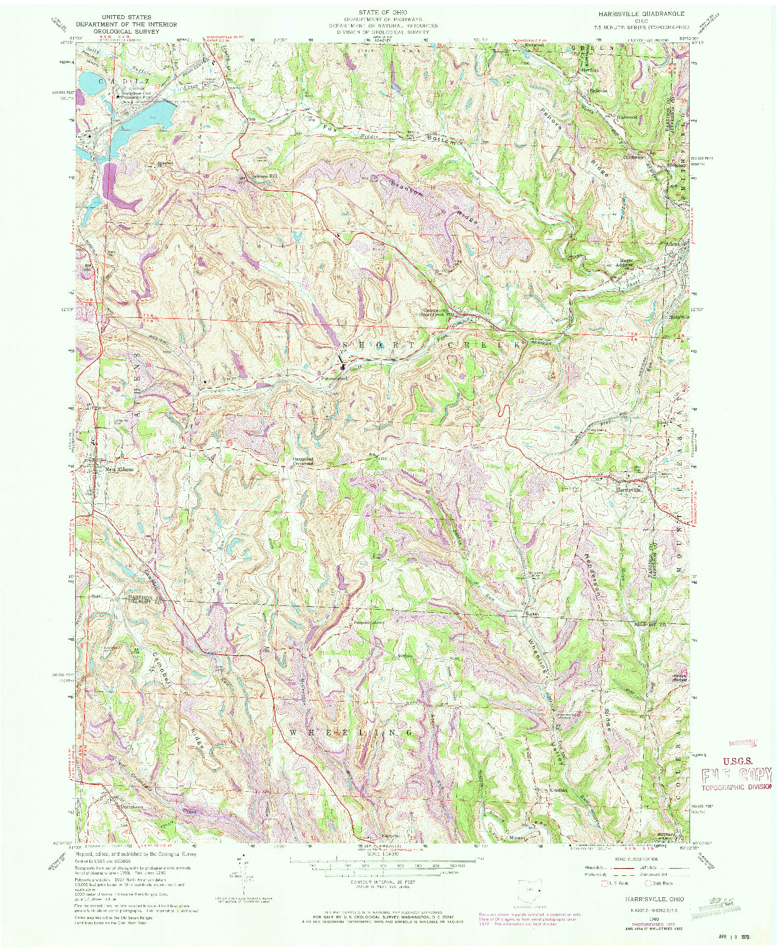 USGS 1:24000-SCALE QUADRANGLE FOR HARRISVILLE, OH 1960