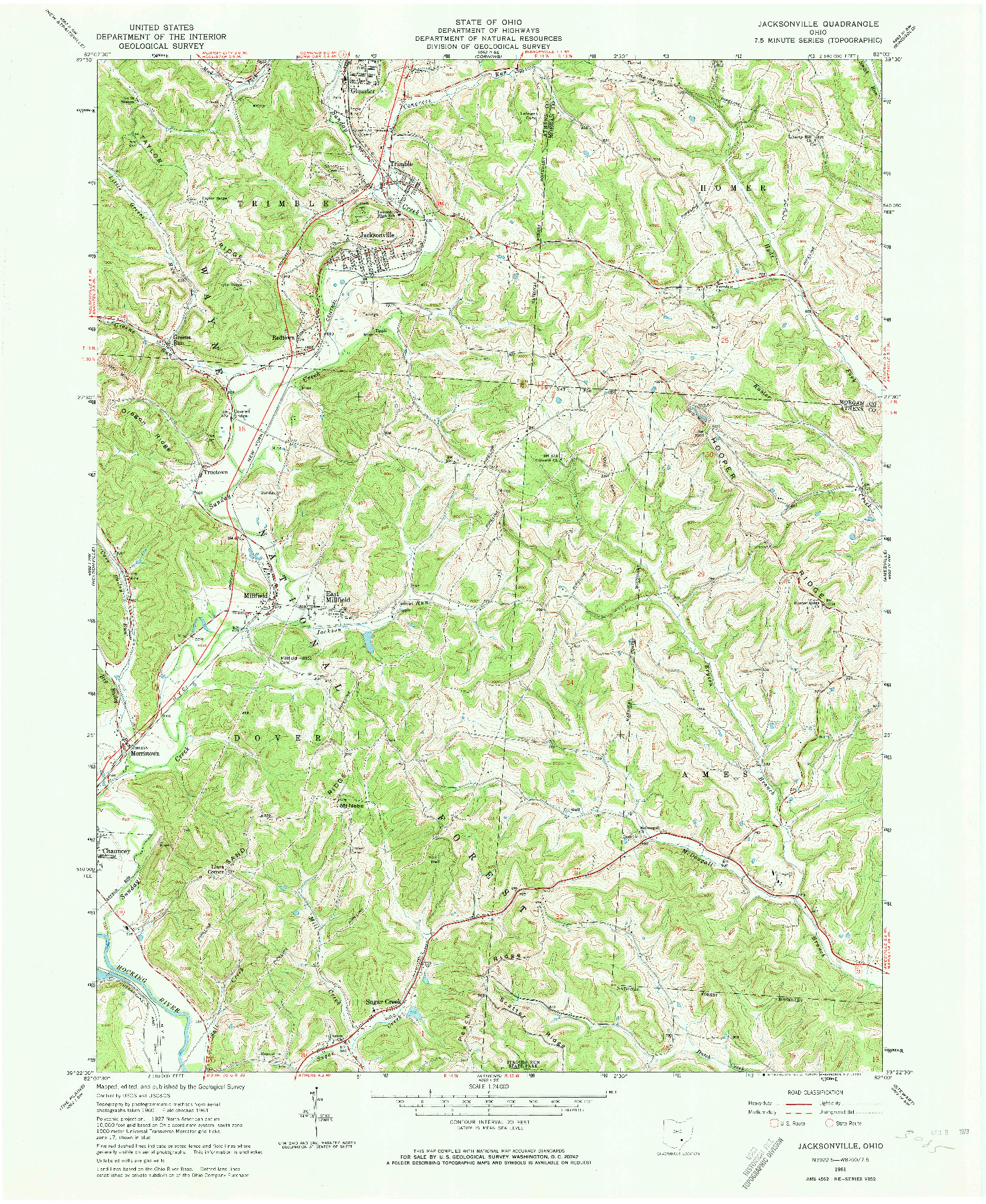 USGS 1:24000-SCALE QUADRANGLE FOR JACKSONVILLE, OH 1961