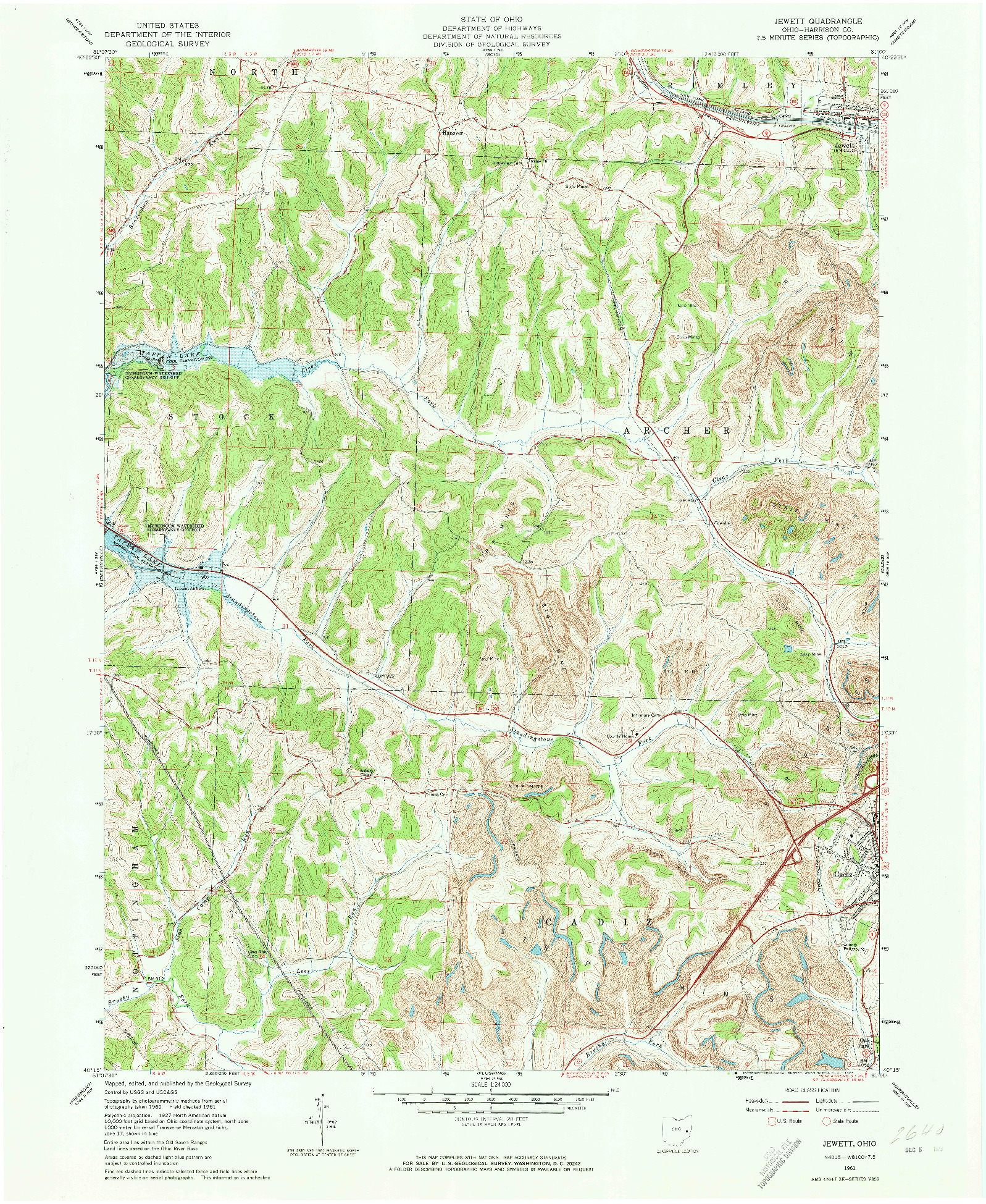 USGS 1:24000-SCALE QUADRANGLE FOR JEWETT, OH 1961