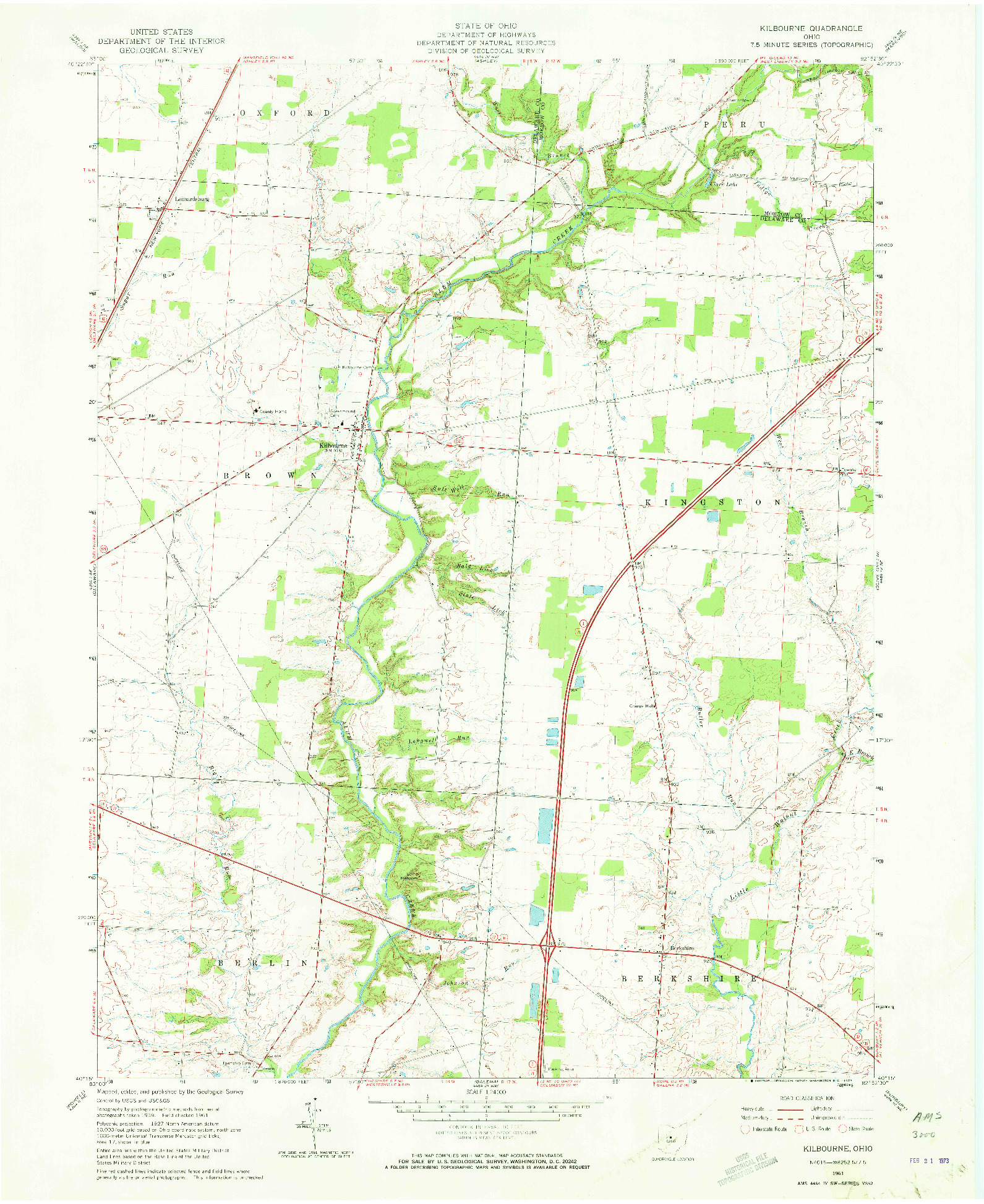 USGS 1:24000-SCALE QUADRANGLE FOR KILBOURNE, OH 1961