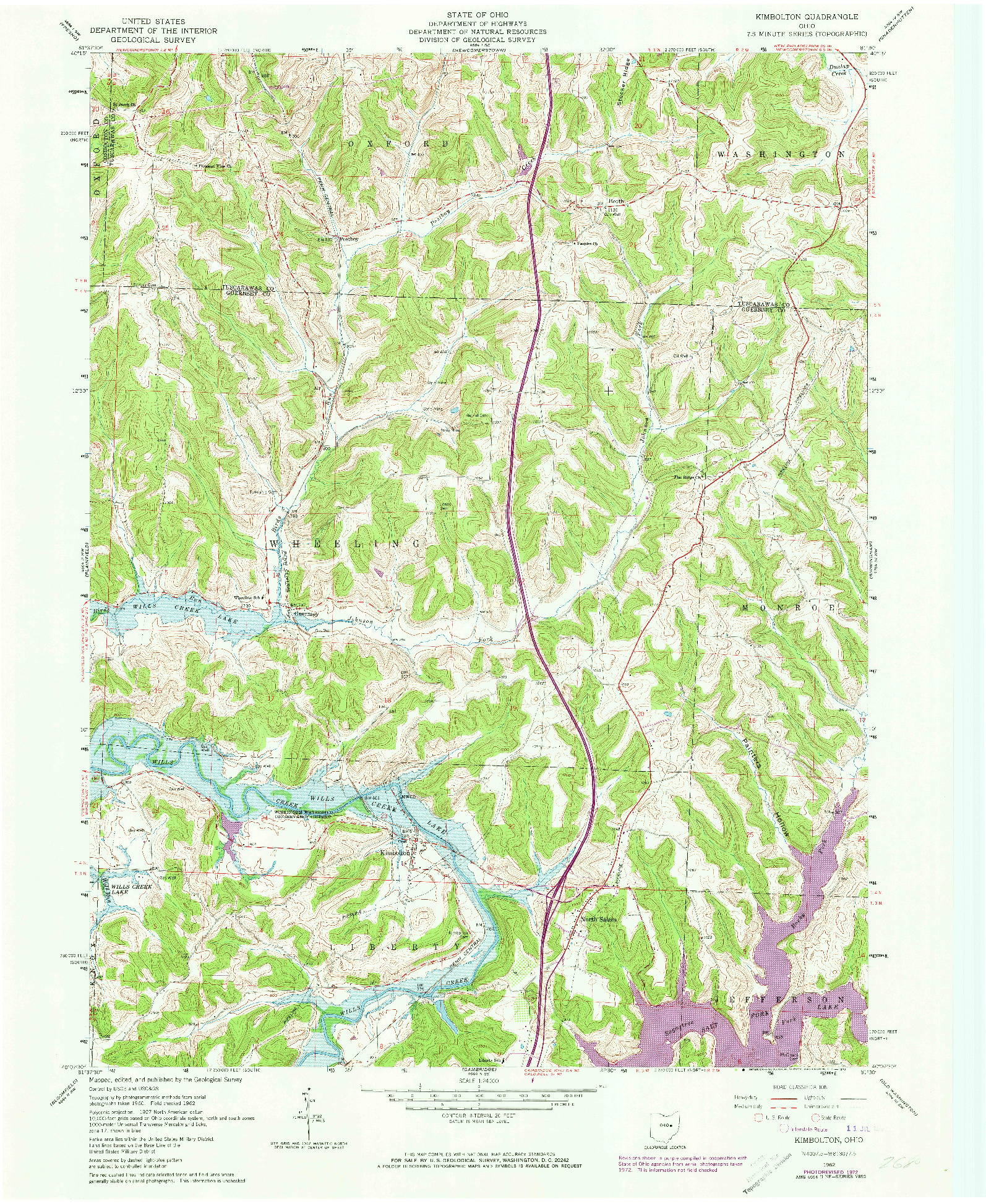 USGS 1:24000-SCALE QUADRANGLE FOR KIMBOLTON, OH 1962