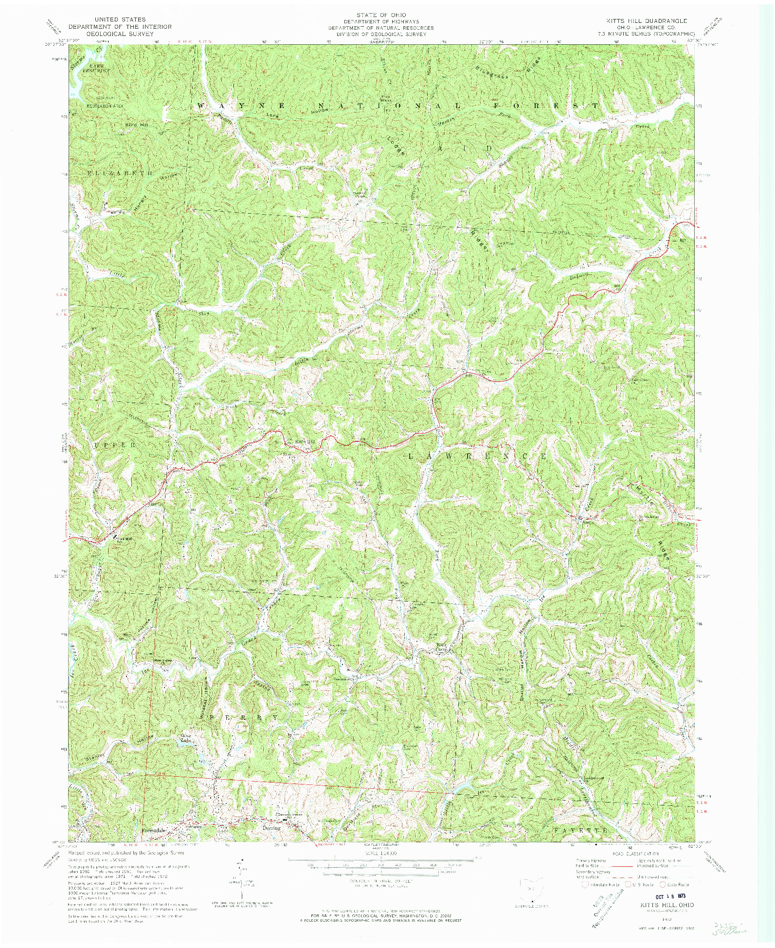 USGS 1:24000-SCALE QUADRANGLE FOR KITTS HILL, OH 1972