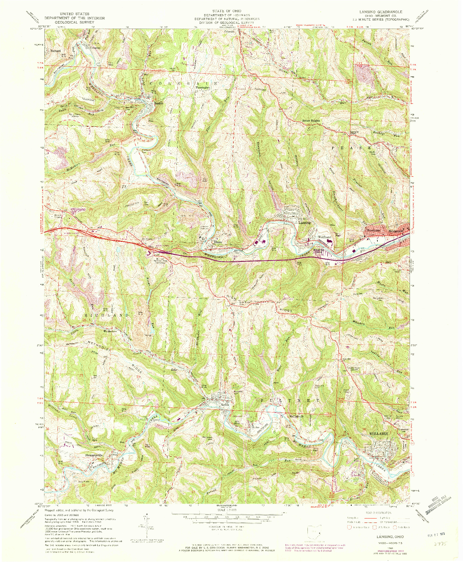 USGS 1:24000-SCALE QUADRANGLE FOR LANSING, OH 1960