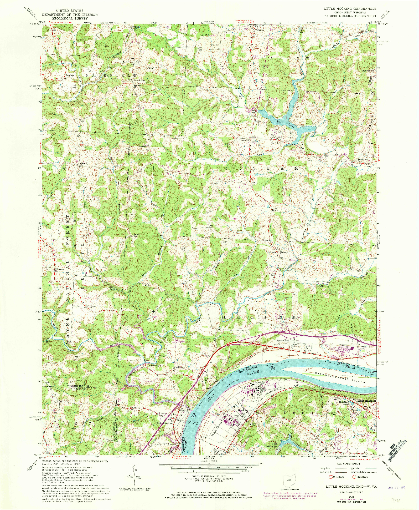 USGS 1:24000-SCALE QUADRANGLE FOR LITTLE HOCKING, OH 1961