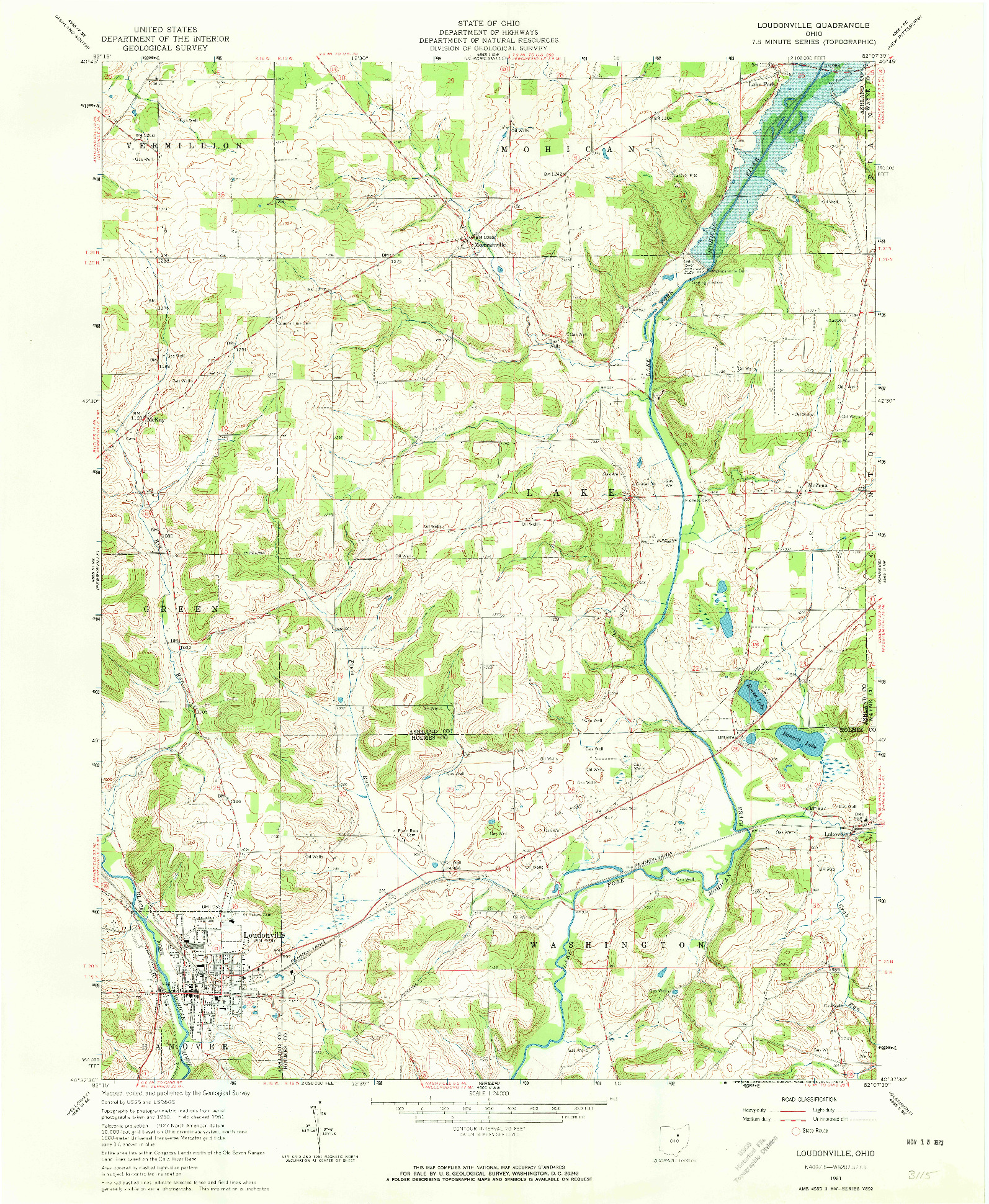 USGS 1:24000-SCALE QUADRANGLE FOR LOUDONVILLE, OH 1961