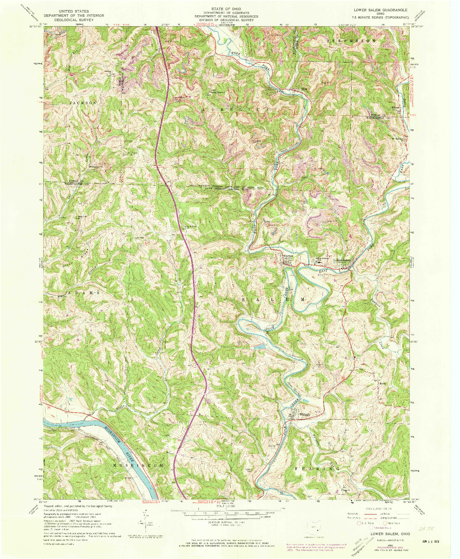 USGS 1:24000-SCALE QUADRANGLE FOR LOWER SALEM, OH 1961