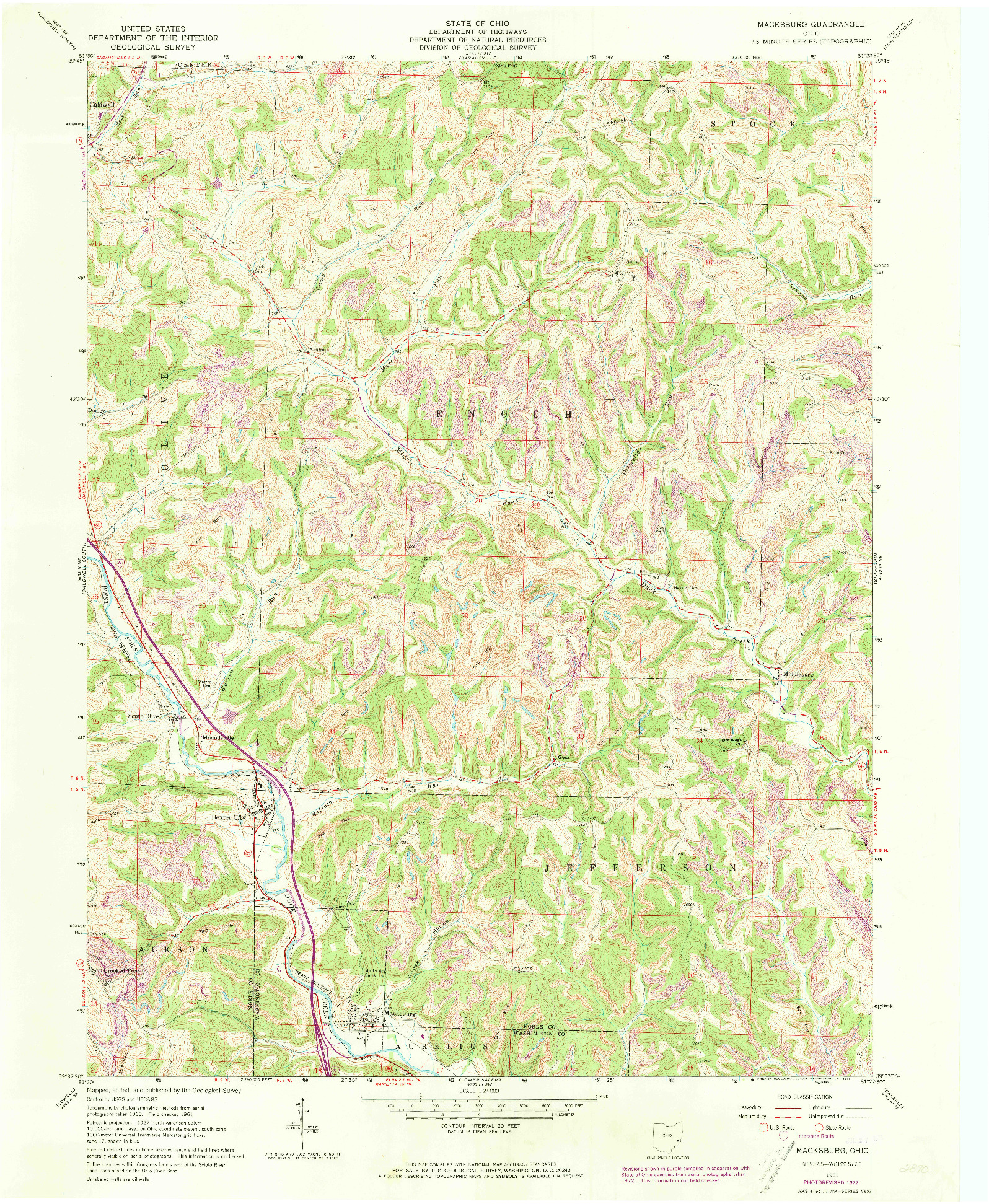 USGS 1:24000-SCALE QUADRANGLE FOR MACKSBURG, OH 1961