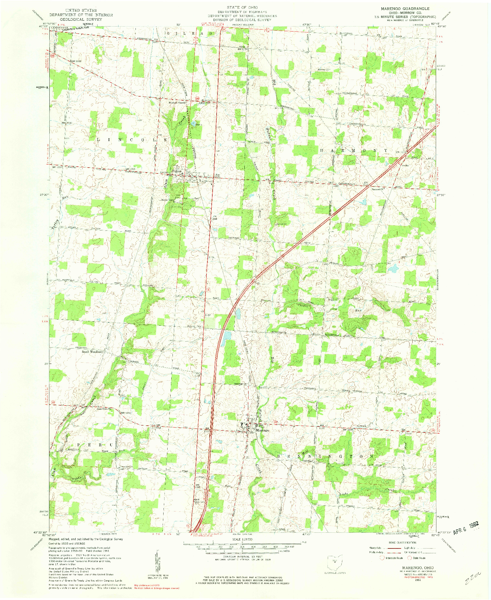 USGS 1:24000-SCALE QUADRANGLE FOR MARENGO, OH 1961