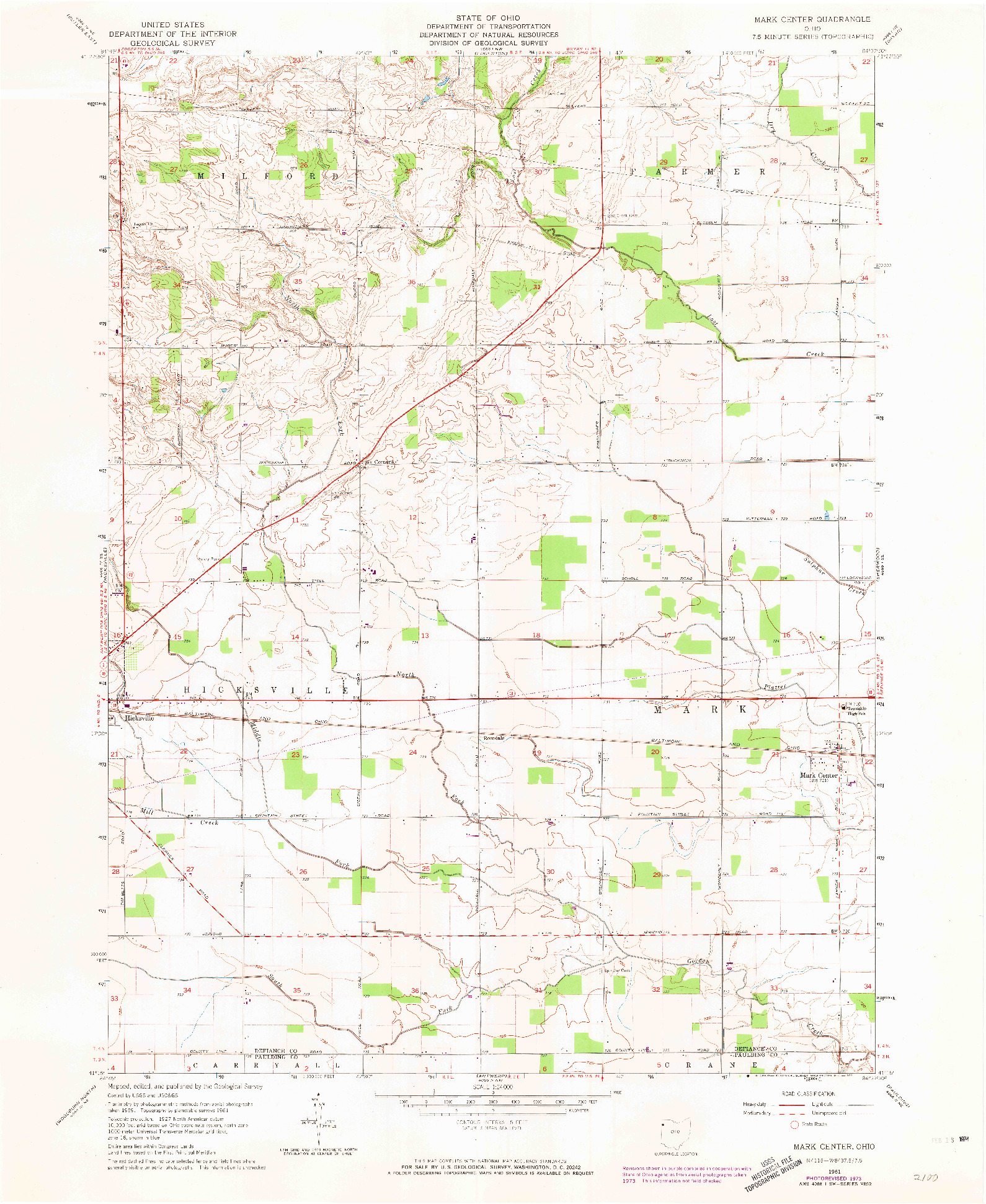 USGS 1:24000-SCALE QUADRANGLE FOR MARK CENTER, OH 1961