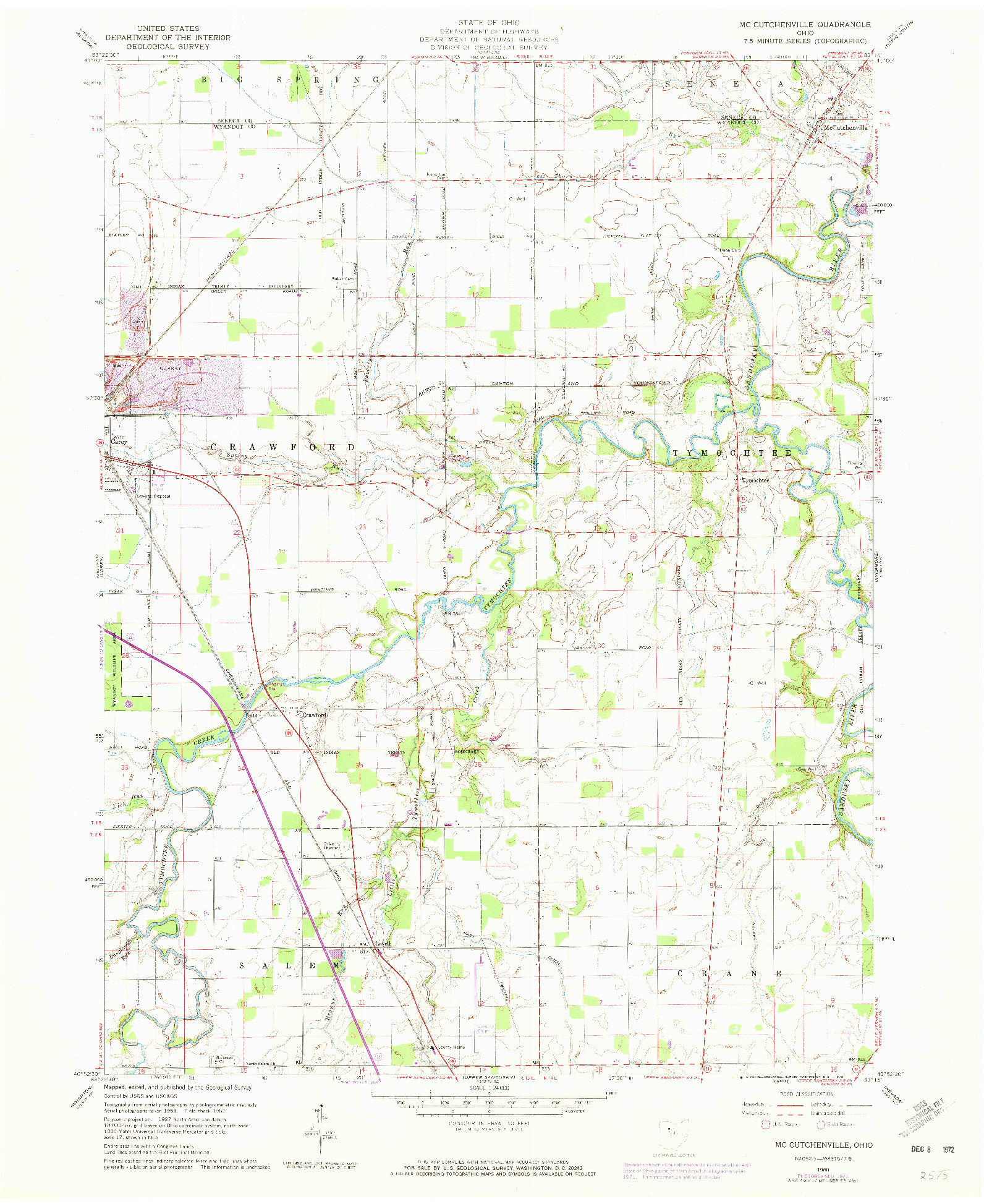 USGS 1:24000-SCALE QUADRANGLE FOR MC CUTCHENVILLE, OH 1960