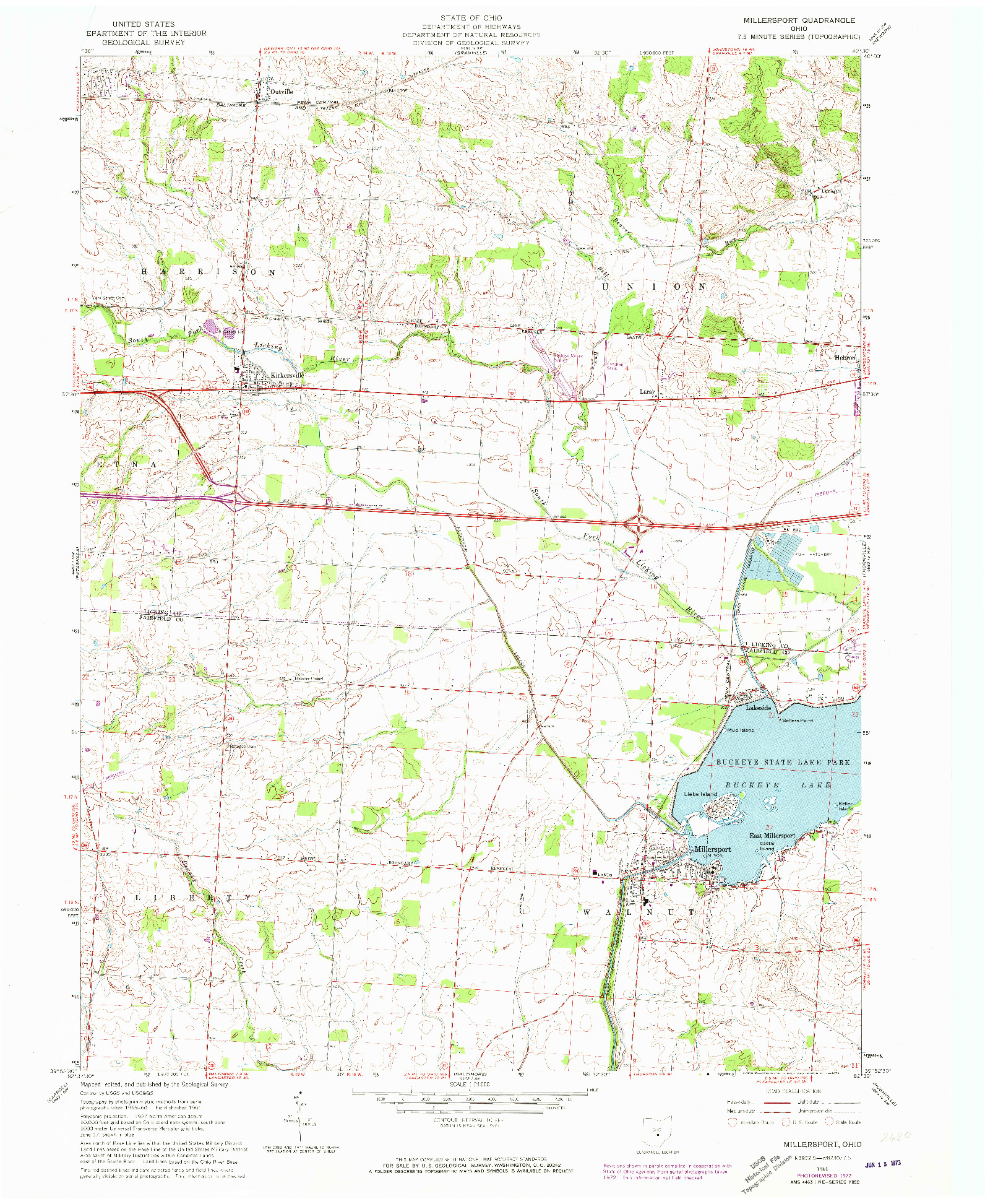 USGS 1:24000-SCALE QUADRANGLE FOR MILLERSPORT, OH 1961