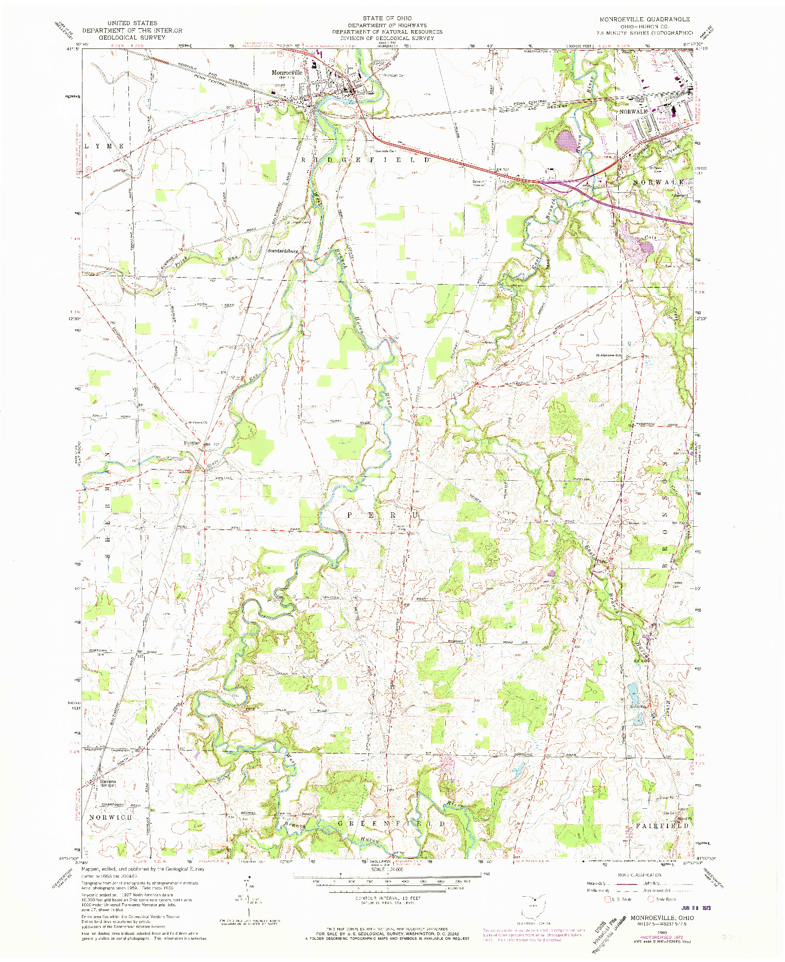 USGS 1:24000-SCALE QUADRANGLE FOR MONROEVILLE, OH 1960