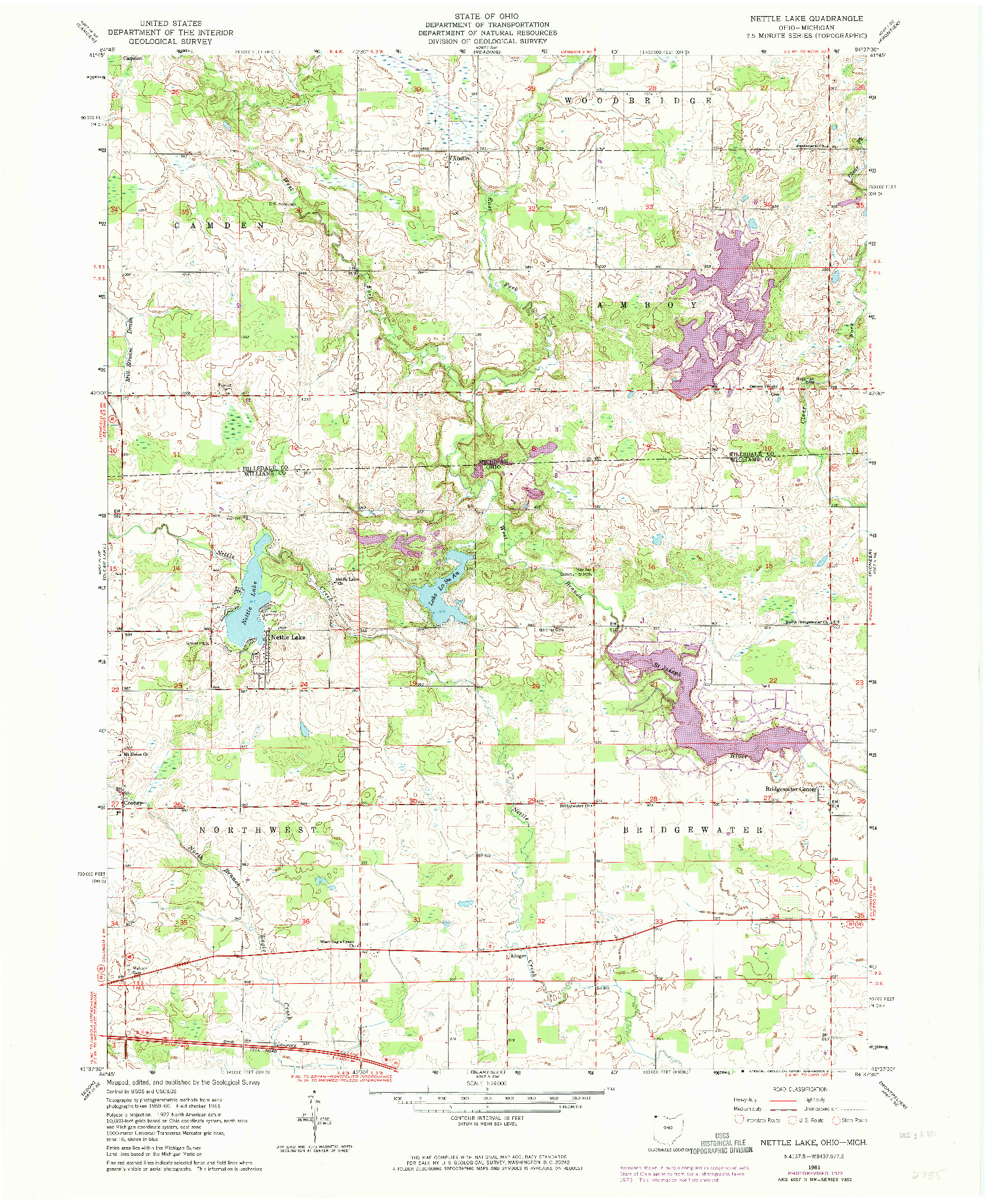 USGS 1:24000-SCALE QUADRANGLE FOR NETTLE LAKE, OH 1961