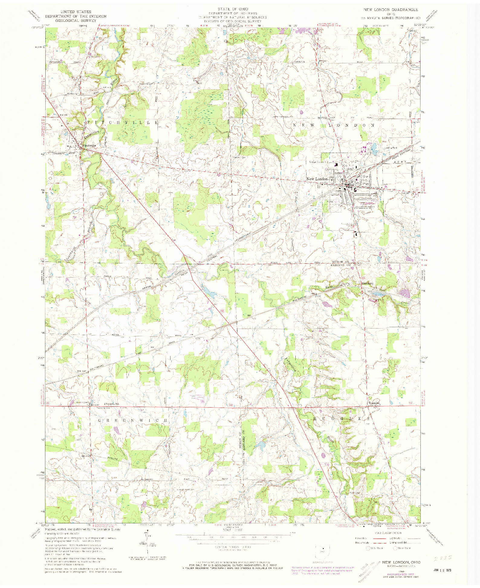 USGS 1:24000-SCALE QUADRANGLE FOR NEW LONDON, OH 1960