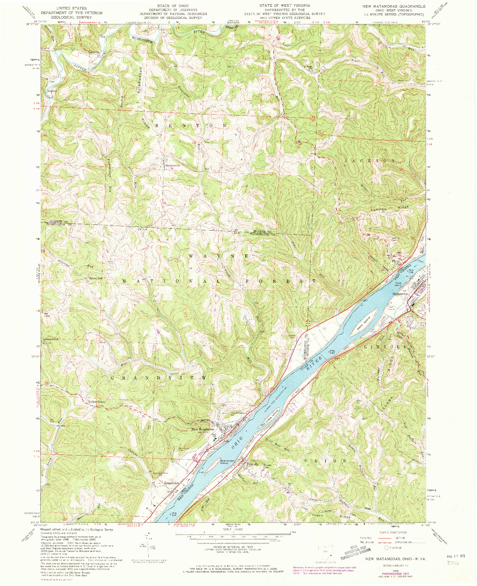 USGS 1:24000-SCALE QUADRANGLE FOR NEW MATAMORAS, OH 1960