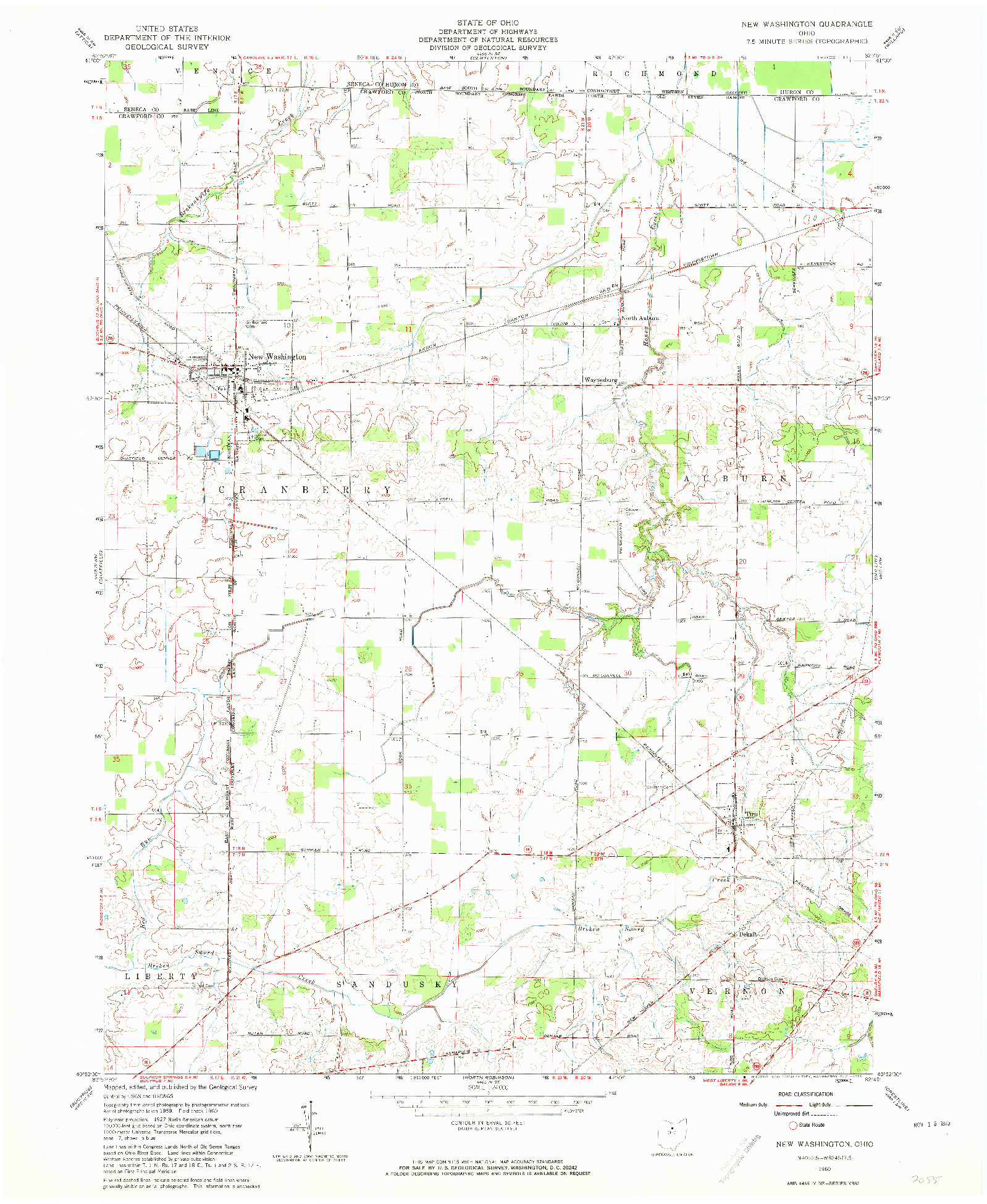 USGS 1:24000-SCALE QUADRANGLE FOR NEW WASHINGTON, OH 1960