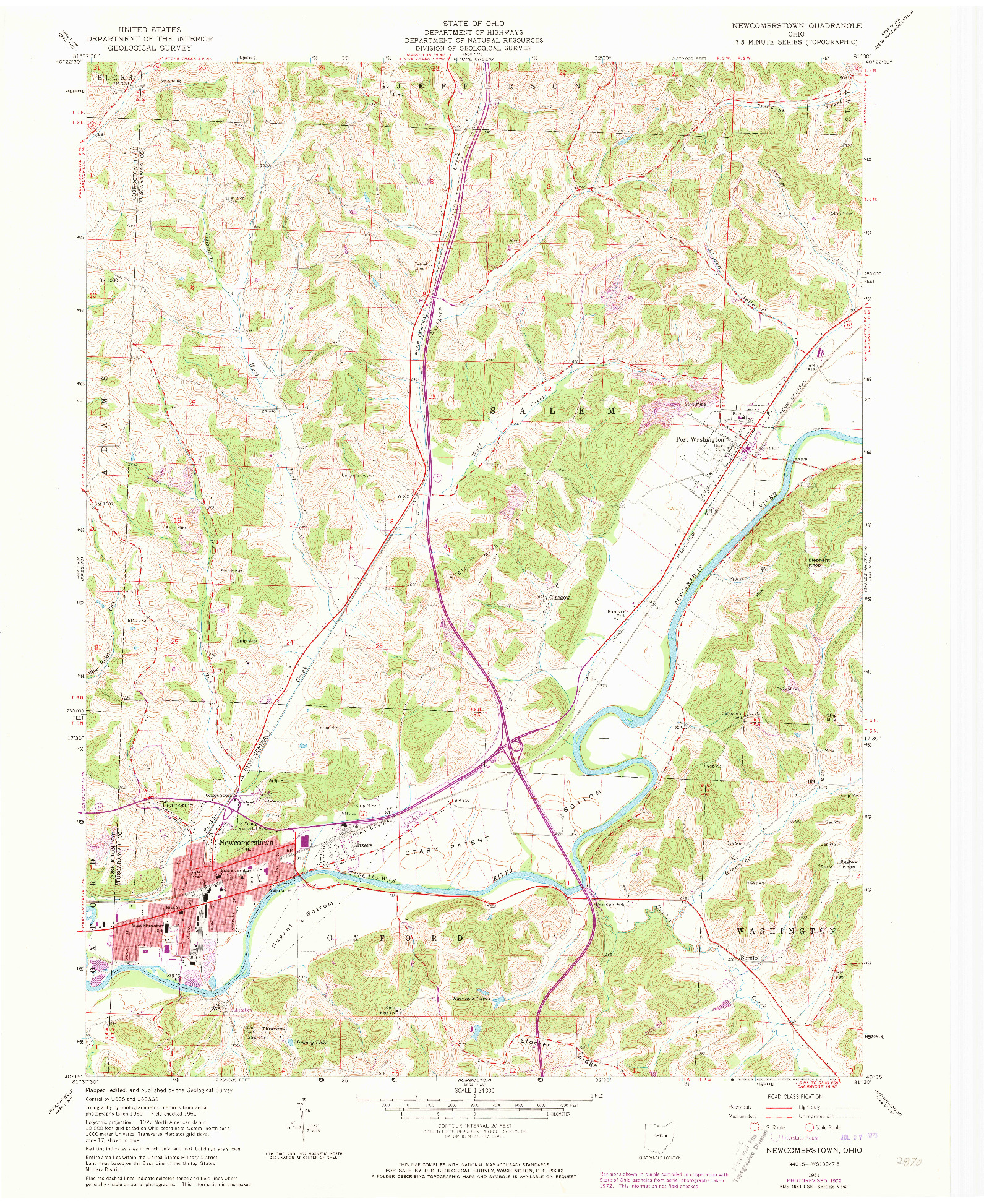 USGS 1:24000-SCALE QUADRANGLE FOR NEWCOMERSTOWN, OH 1961