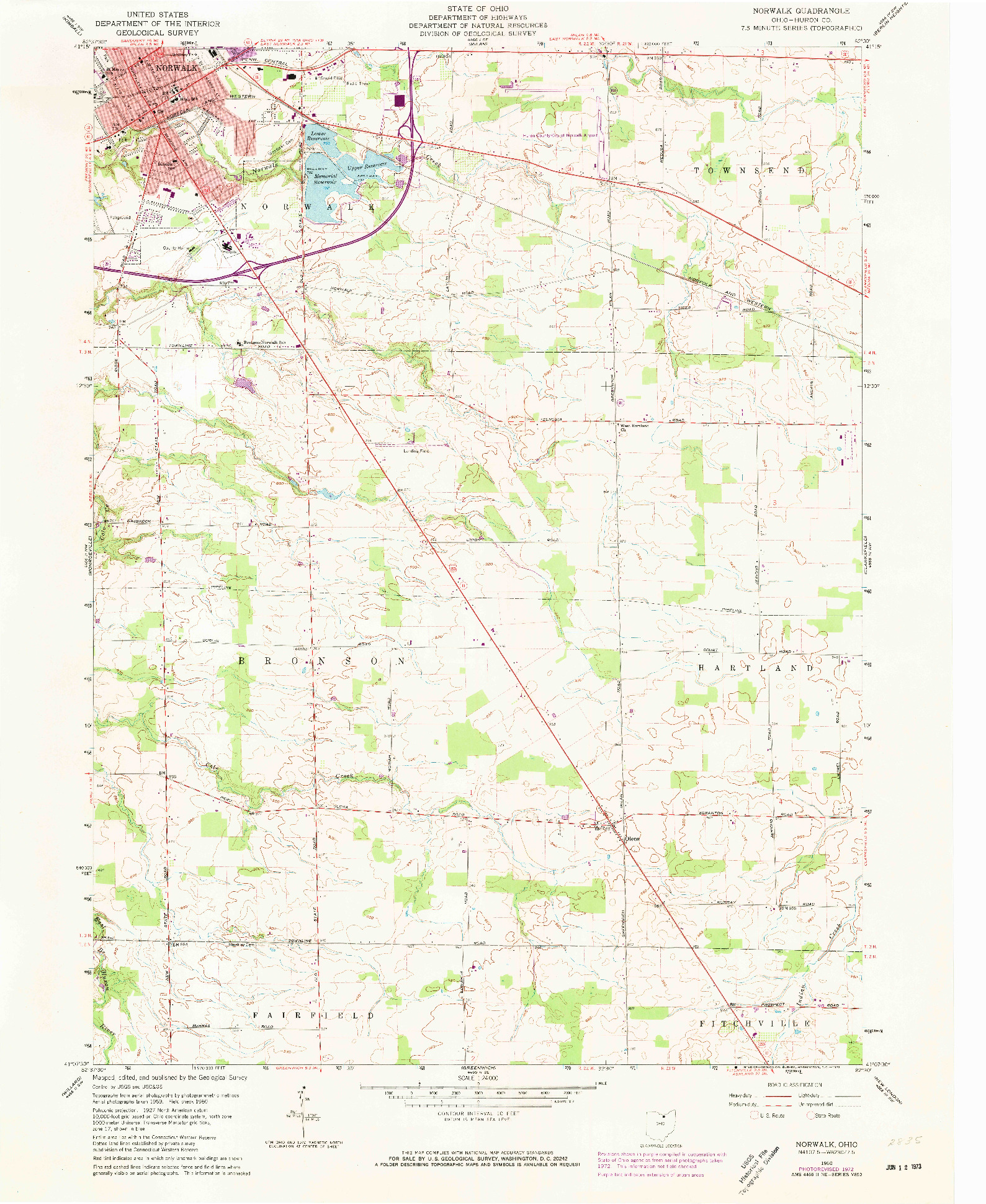 USGS 1:24000-SCALE QUADRANGLE FOR NORWALK, OH 1960