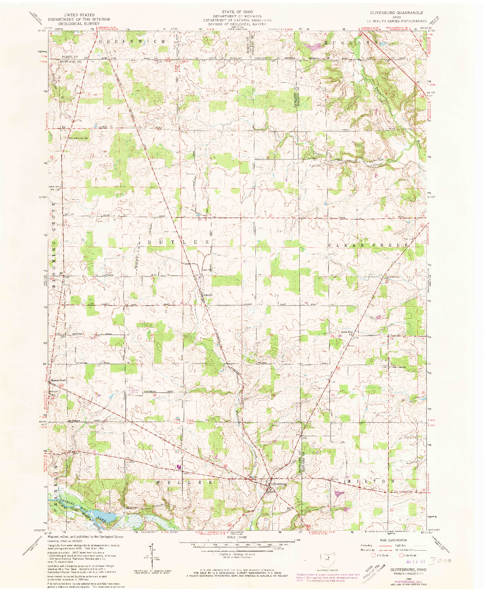 USGS 1:24000-SCALE QUADRANGLE FOR OLIVESBURG, OH 1960