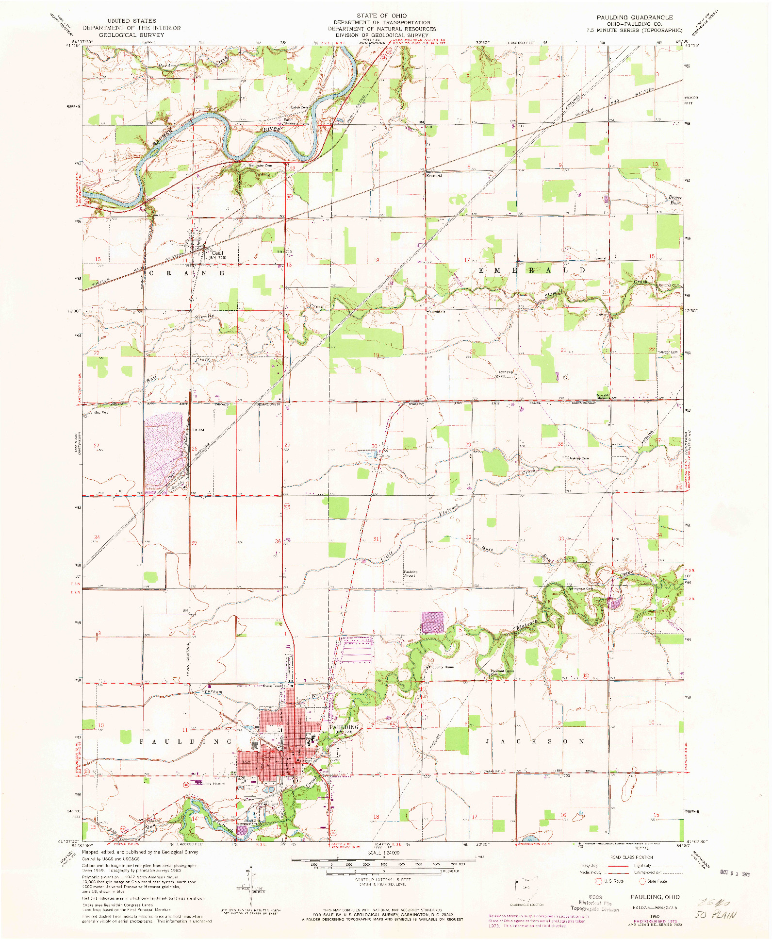 USGS 1:24000-SCALE QUADRANGLE FOR PAULDING, OH 1960