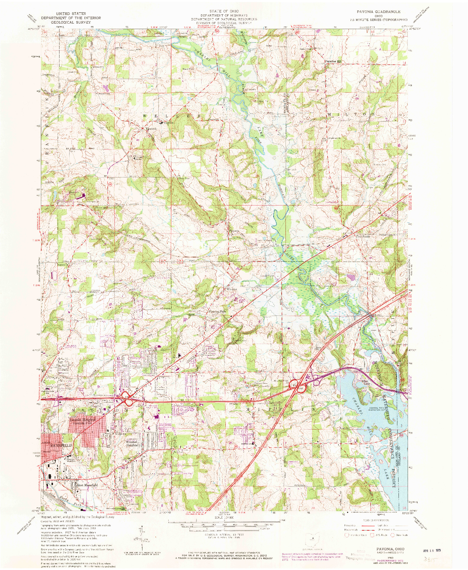 USGS 1:24000-SCALE QUADRANGLE FOR PAVONIA, OH 1960