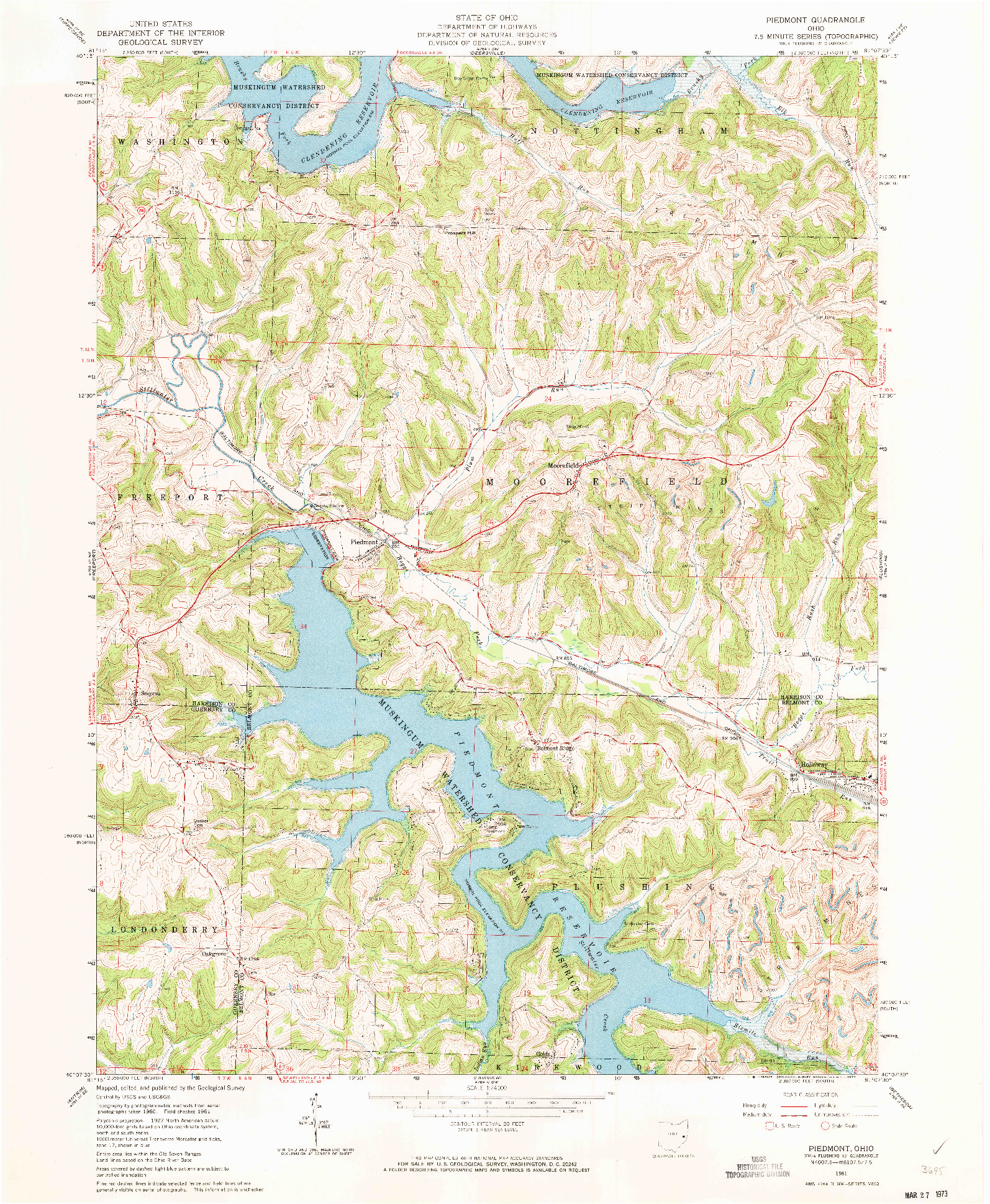 USGS 1:24000-SCALE QUADRANGLE FOR PIEDMONT, OH 1961