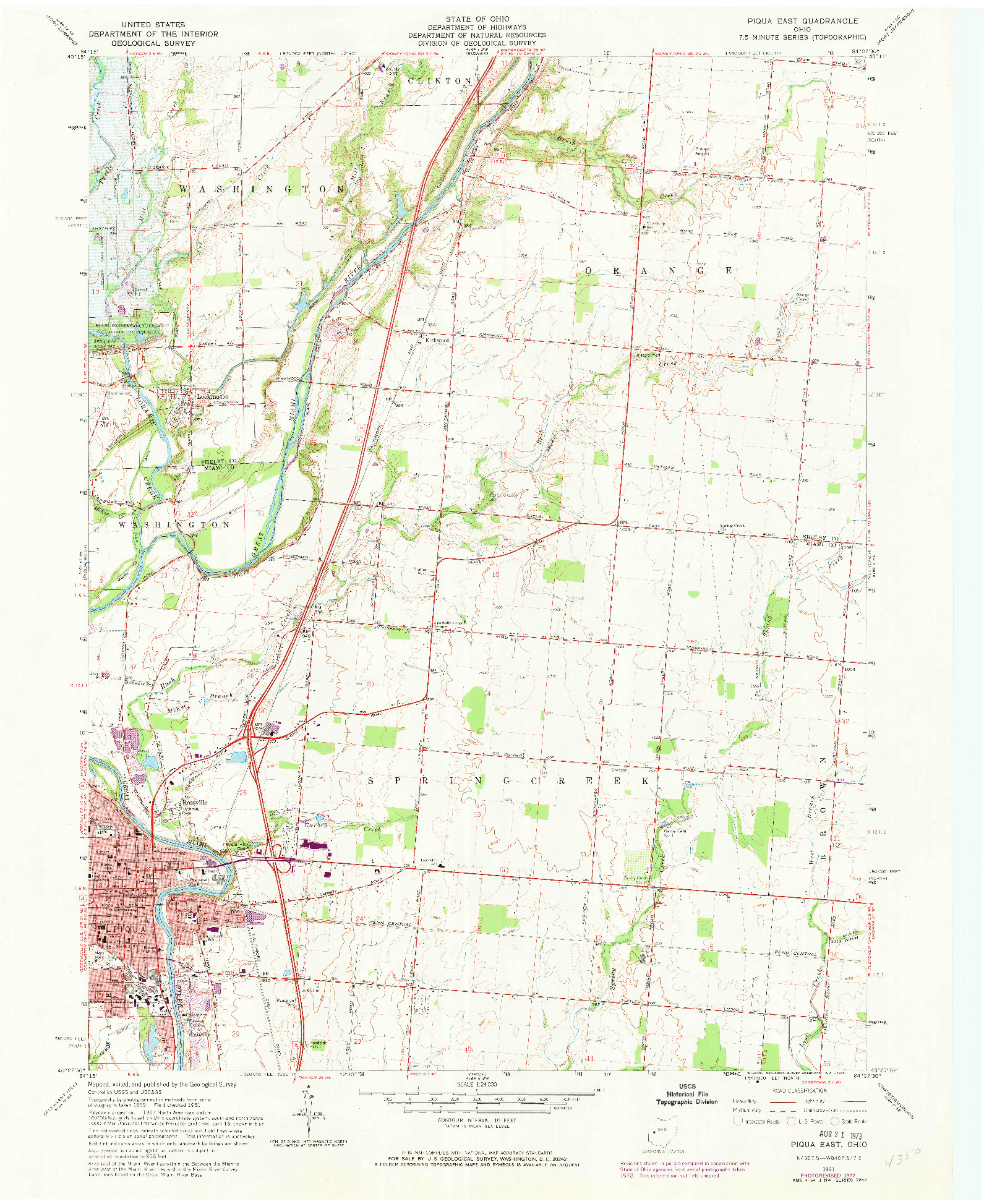 USGS 1:24000-SCALE QUADRANGLE FOR PIQUA EAST, OH 1961