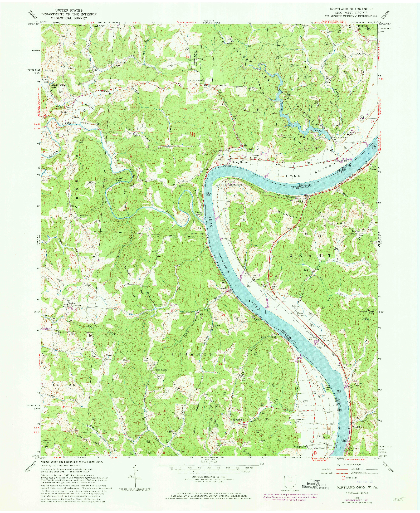 USGS 1:24000-SCALE QUADRANGLE FOR PORTLAND, OH 1960