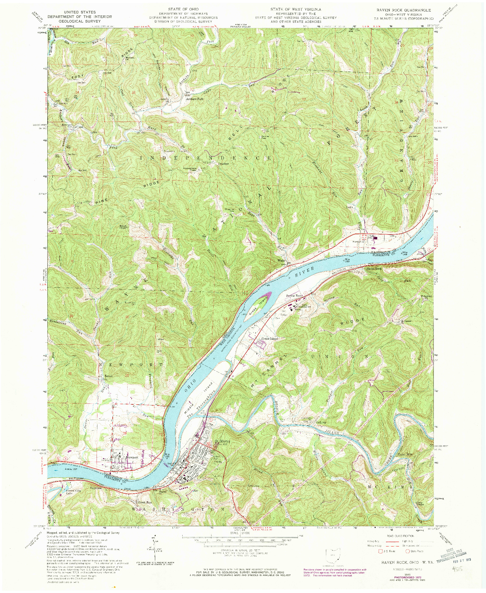 USGS 1:24000-SCALE QUADRANGLE FOR RAVEN ROCK, OH 1961