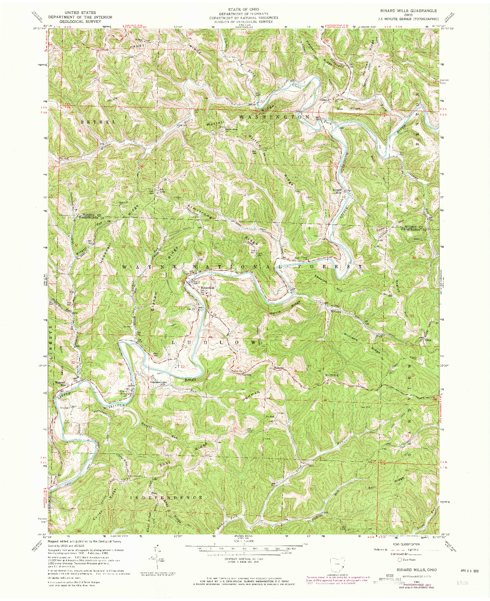 USGS 1:24000-SCALE QUADRANGLE FOR RINARD MILLS, OH 1960