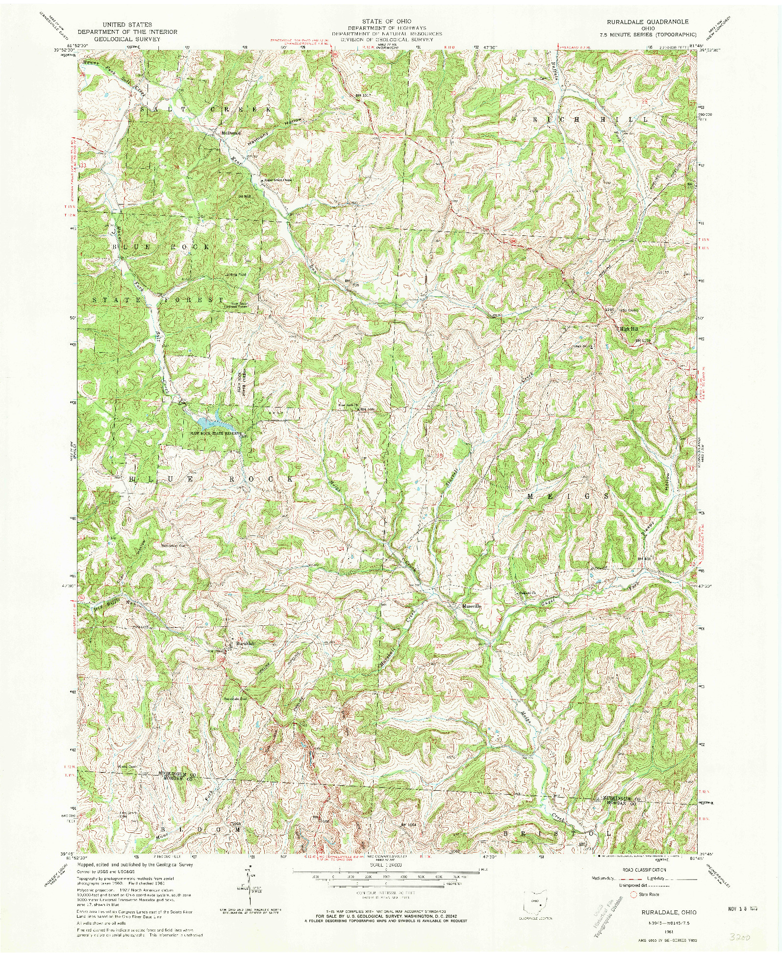 USGS 1:24000-SCALE QUADRANGLE FOR RURALDALE, OH 1961