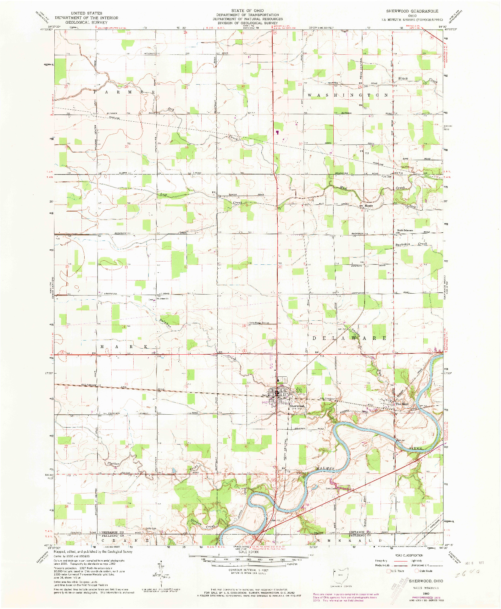 USGS 1:24000-SCALE QUADRANGLE FOR SHERWOOD, OH 1960