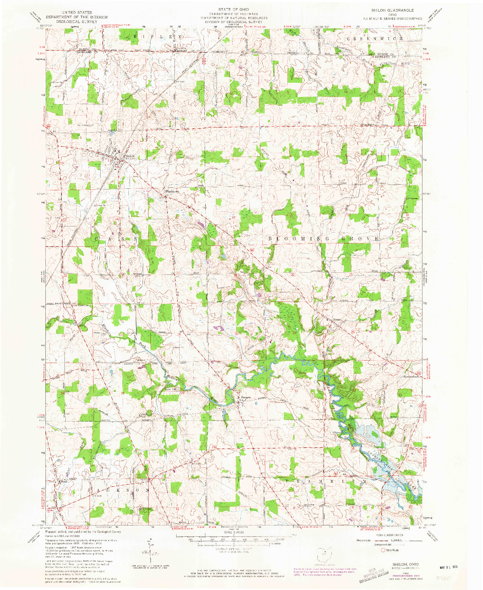 USGS 1:24000-SCALE QUADRANGLE FOR SHILOH, OH 1960