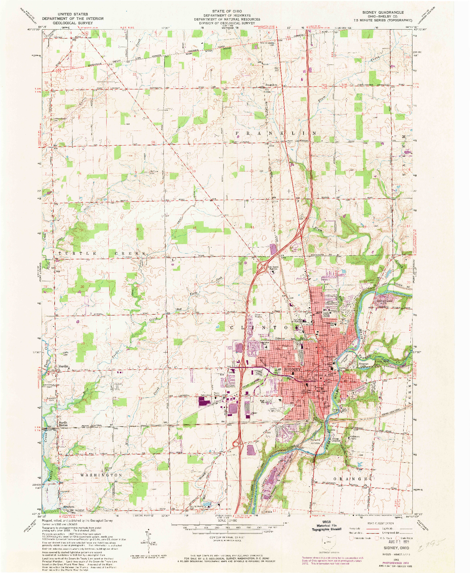 USGS 1:24000-SCALE QUADRANGLE FOR SIDNEY, OH 1961