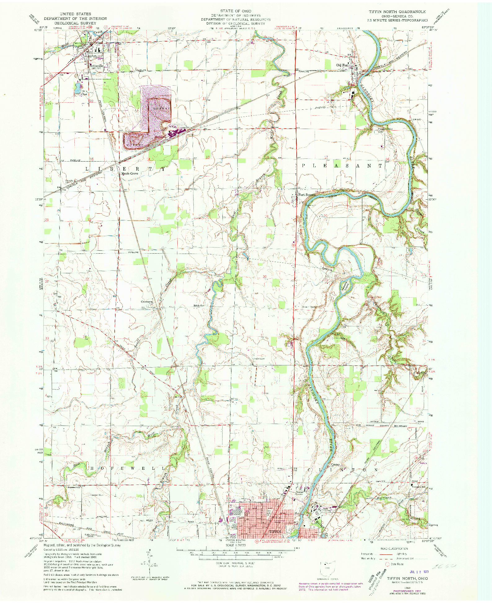 USGS 1:24000-SCALE QUADRANGLE FOR TIFFIN NORTH, OH 1960