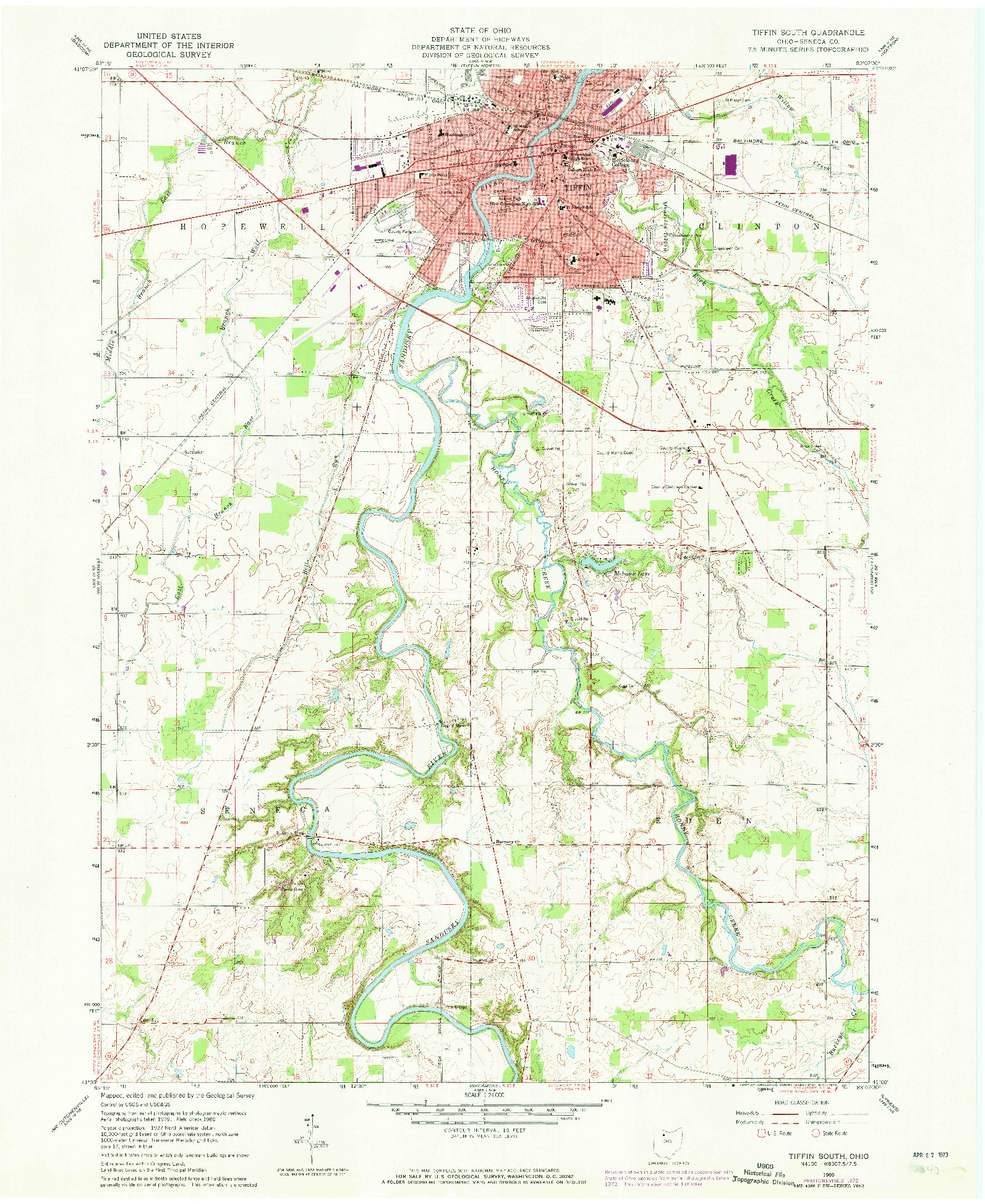 USGS 1:24000-SCALE QUADRANGLE FOR TIFFIN SOUTH, OH 1960