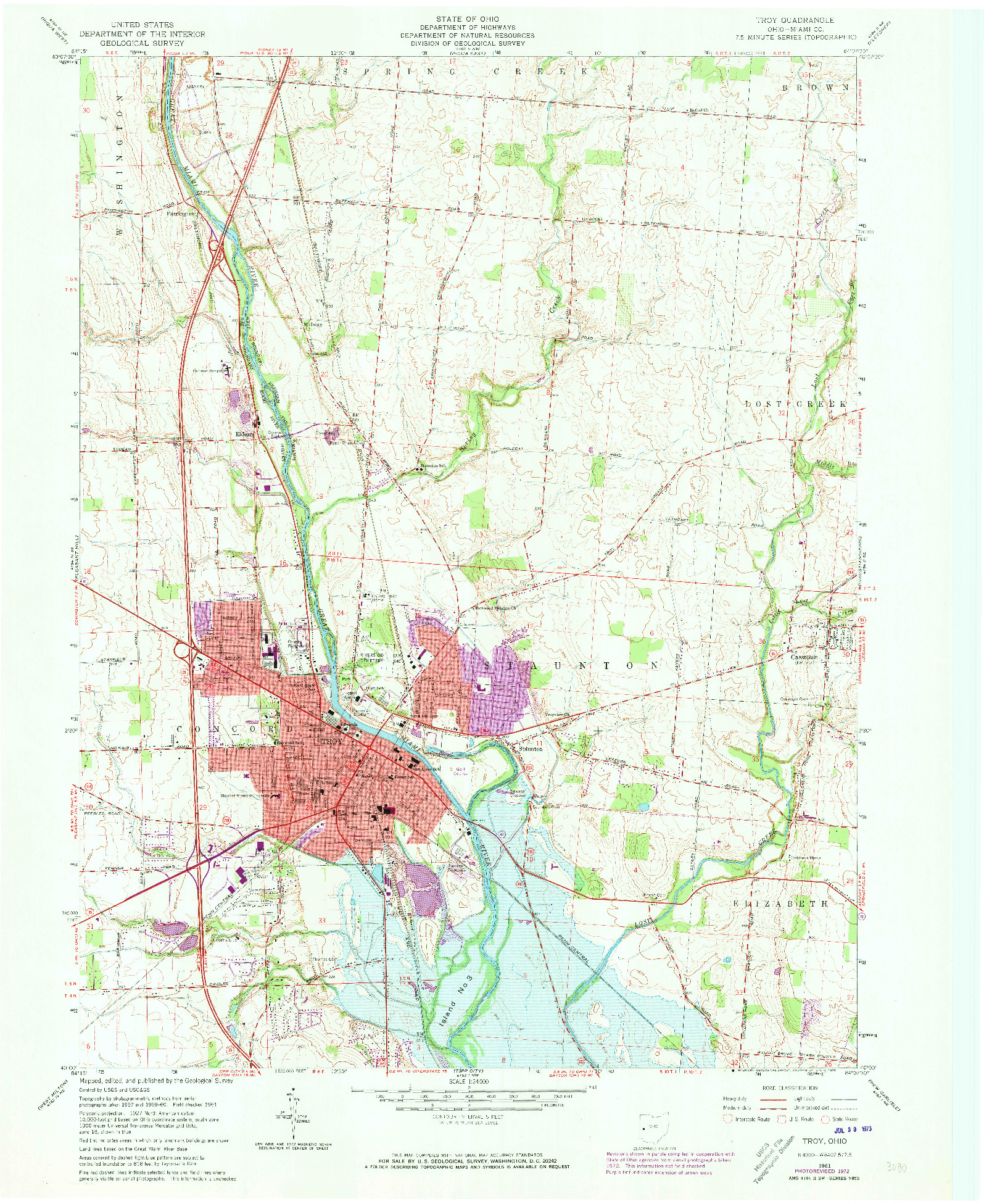 USGS 1:24000-SCALE QUADRANGLE FOR TROY, OH 1961