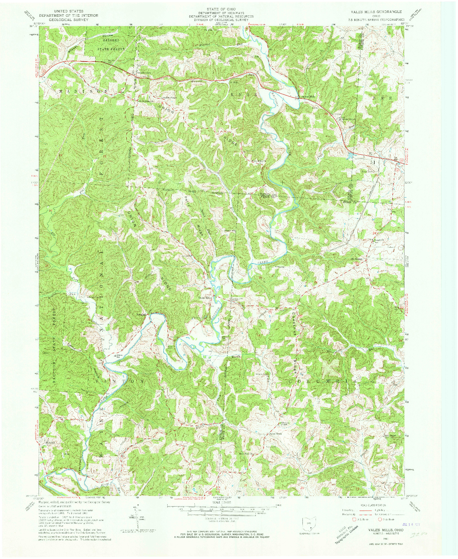 USGS 1:24000-SCALE QUADRANGLE FOR VALES MILLS, OH 1961